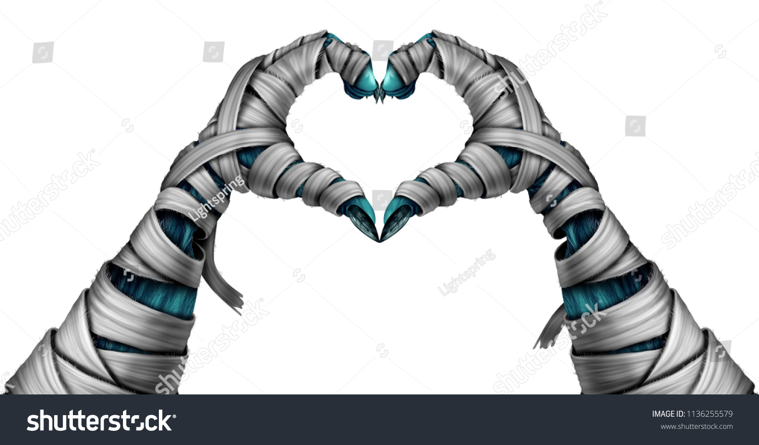 Mummy Hand Heart Shape Halloween Creepy Stock Illustration 1136255579 ...