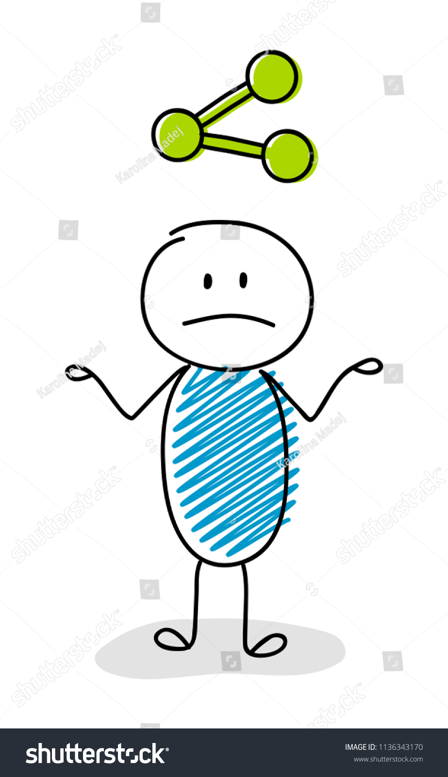 Confused Stickman Share Social Media Icon Stock Vector (Royalty Free ...