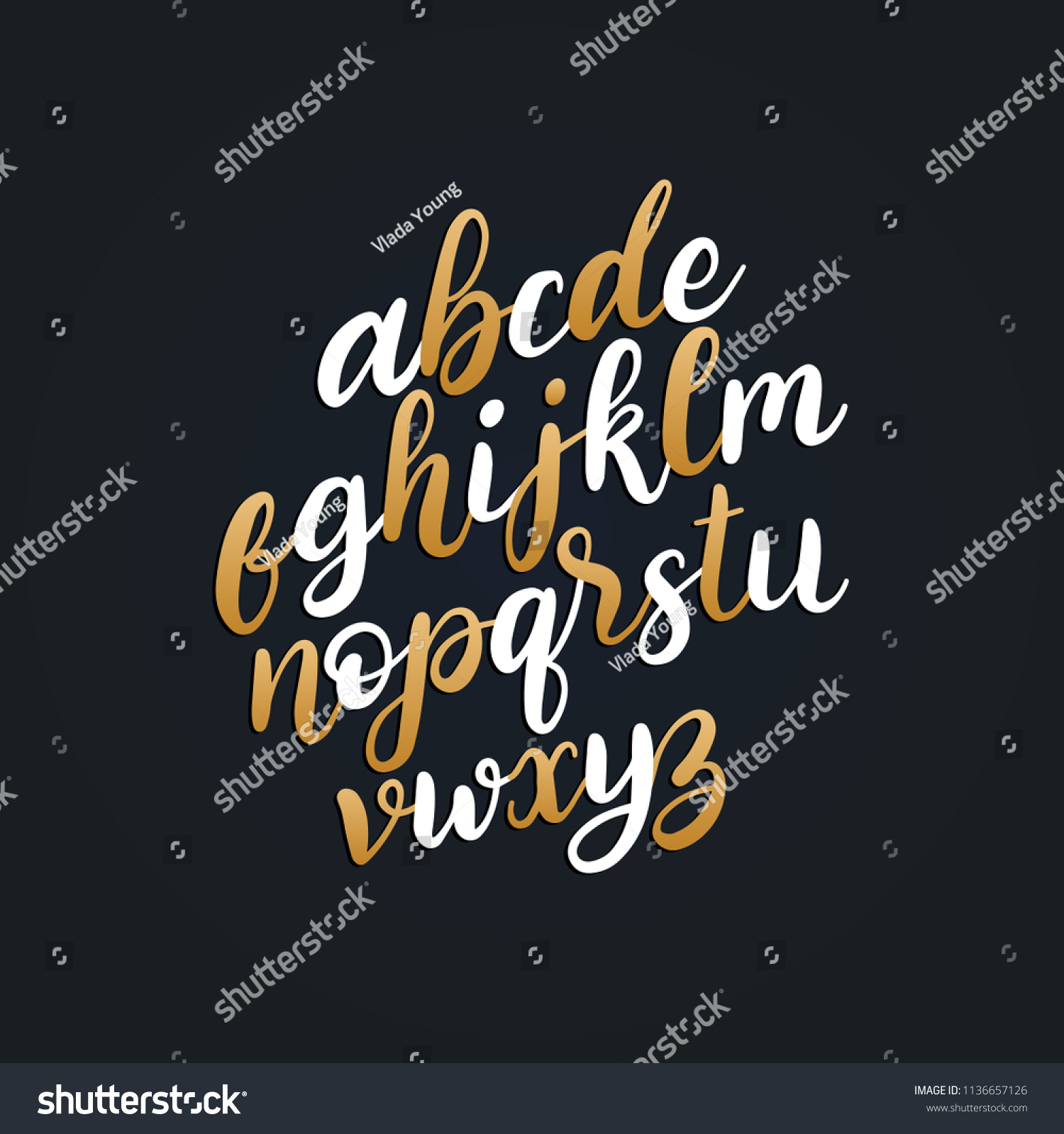 Vector Handwritten English Alphabet Calligraphy Font Stock Vector ...