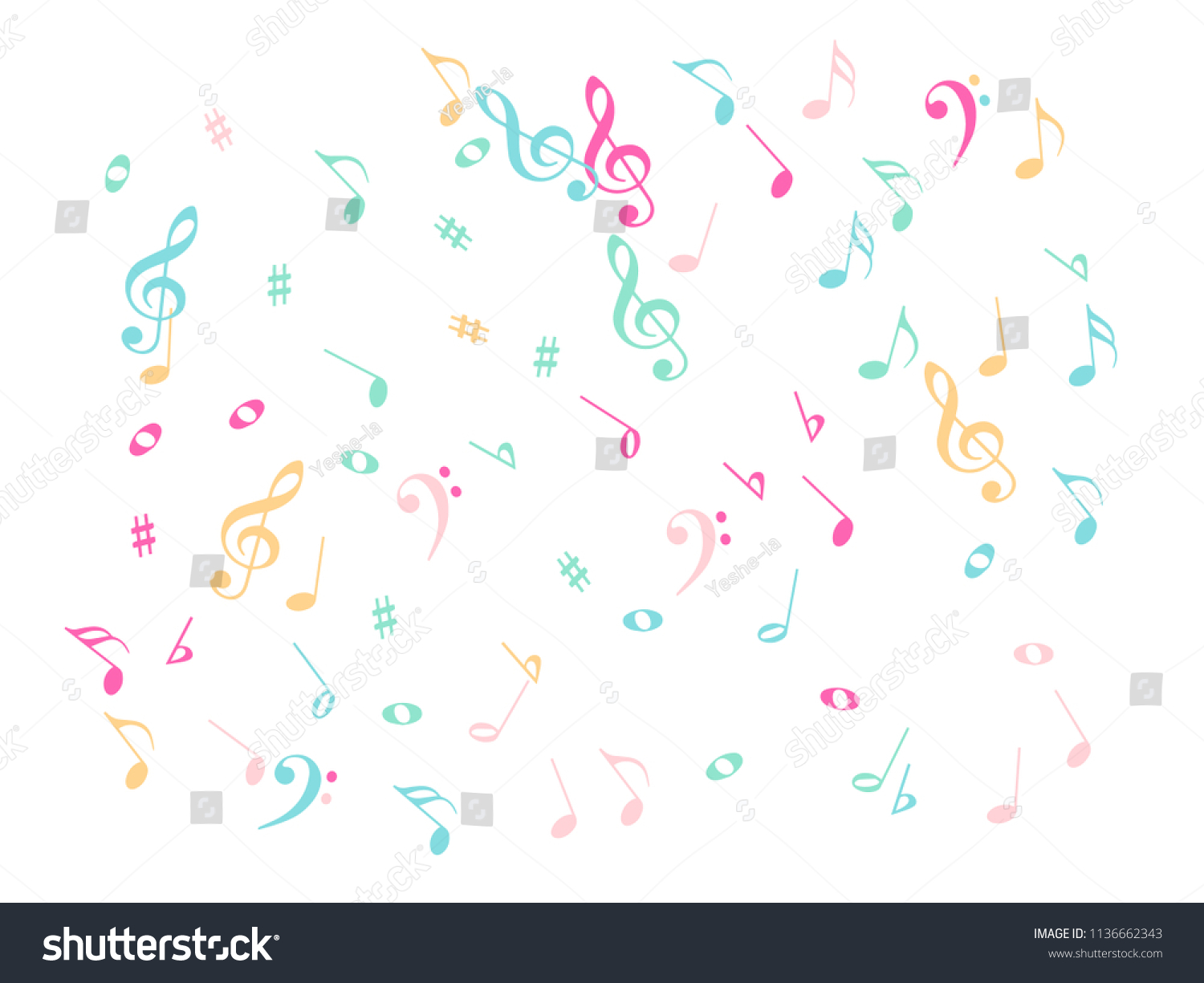 Music Notes Confetti Falling Chaos Vector Stock Vector (Royalty Free ...