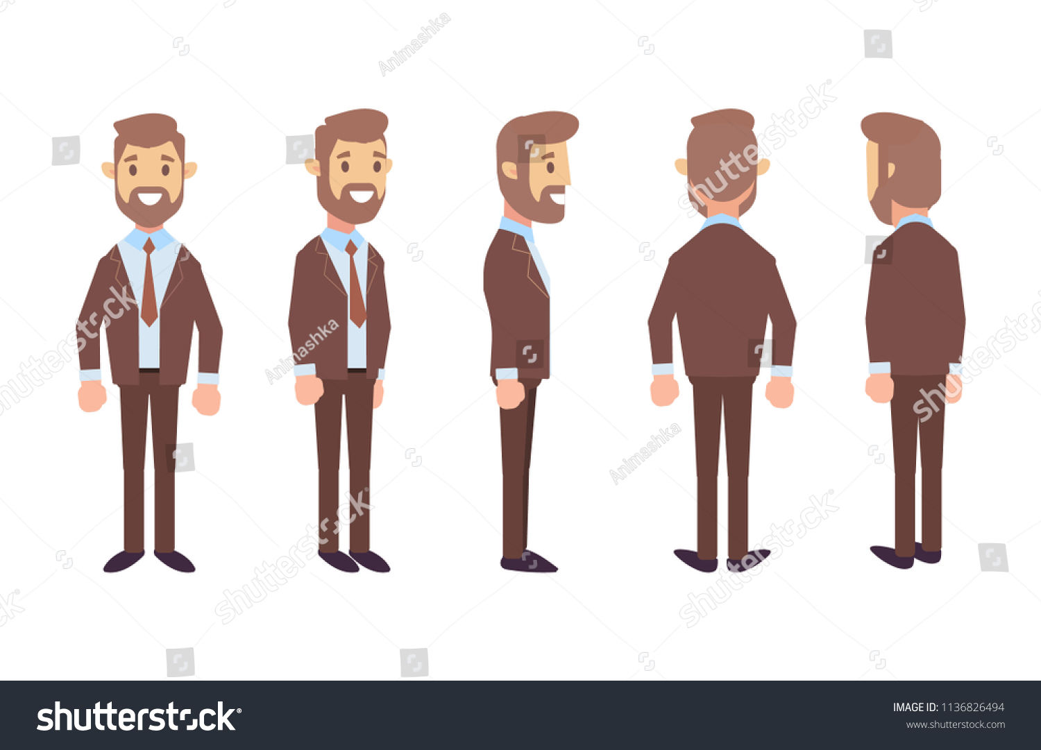 Business Man Suit Animation Front Side Stock Vector (Royalty Free ...