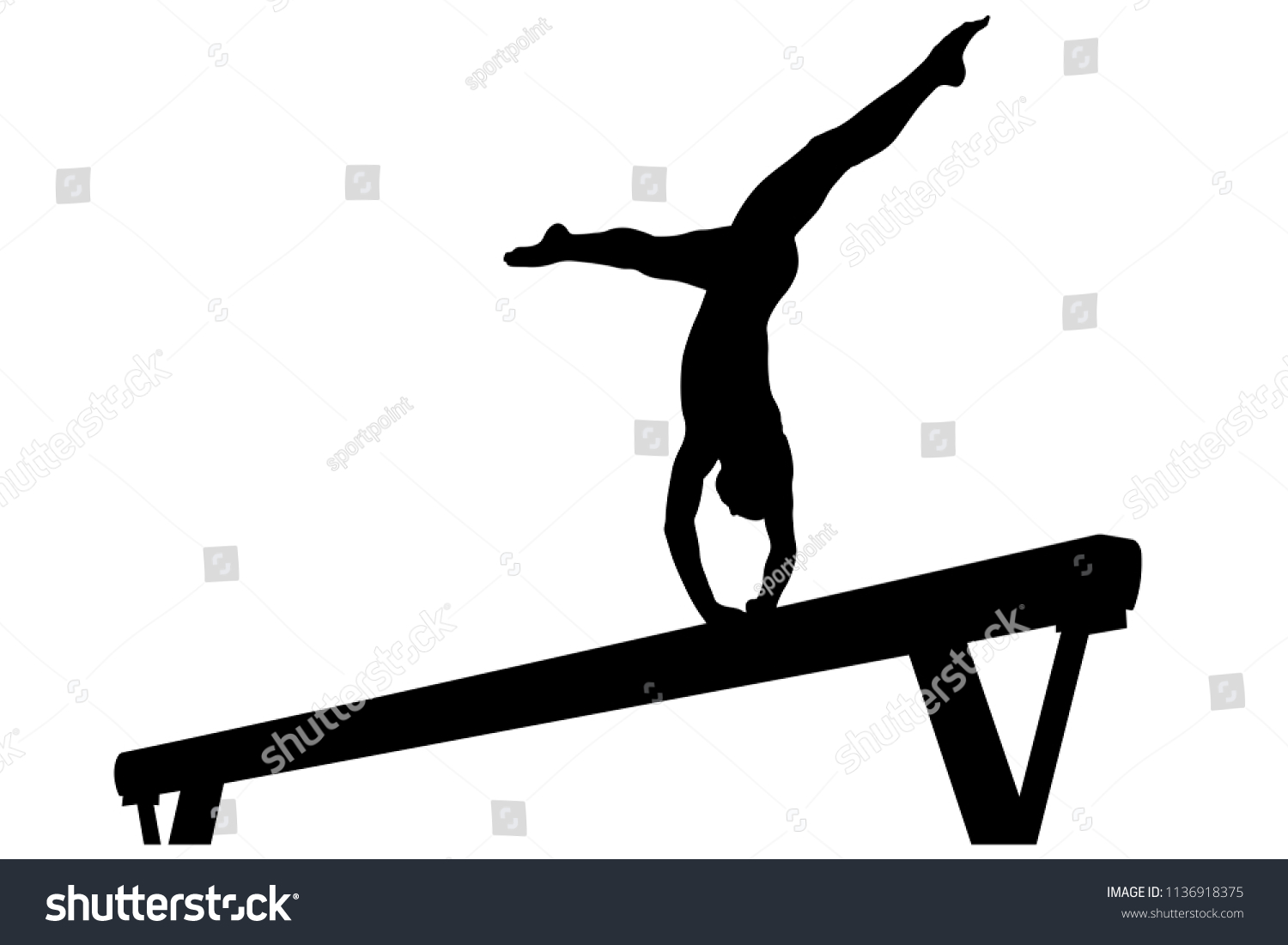 Balance Beam Girl Gymnast Artistic Gymnastics Stock Illustration ...