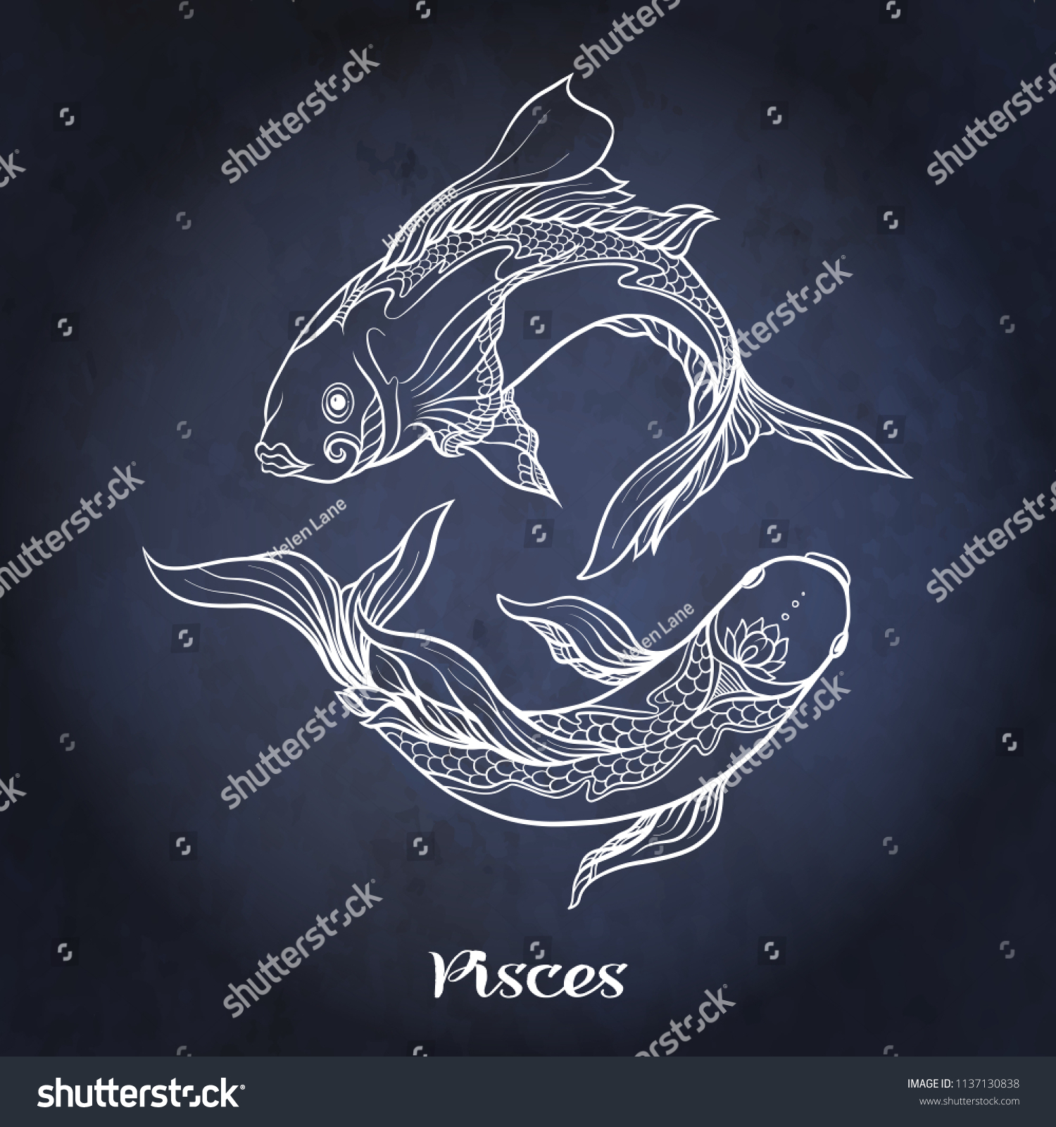 Pisces Fishes Zodiac Sign Astrological Horoscope Stock Vector (Royalty ...