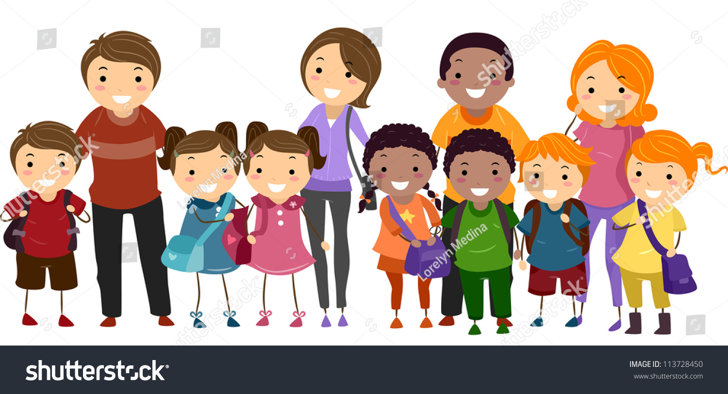 Illustration School Kids Neatly Lined One Stock Vector (Royalty Free ...