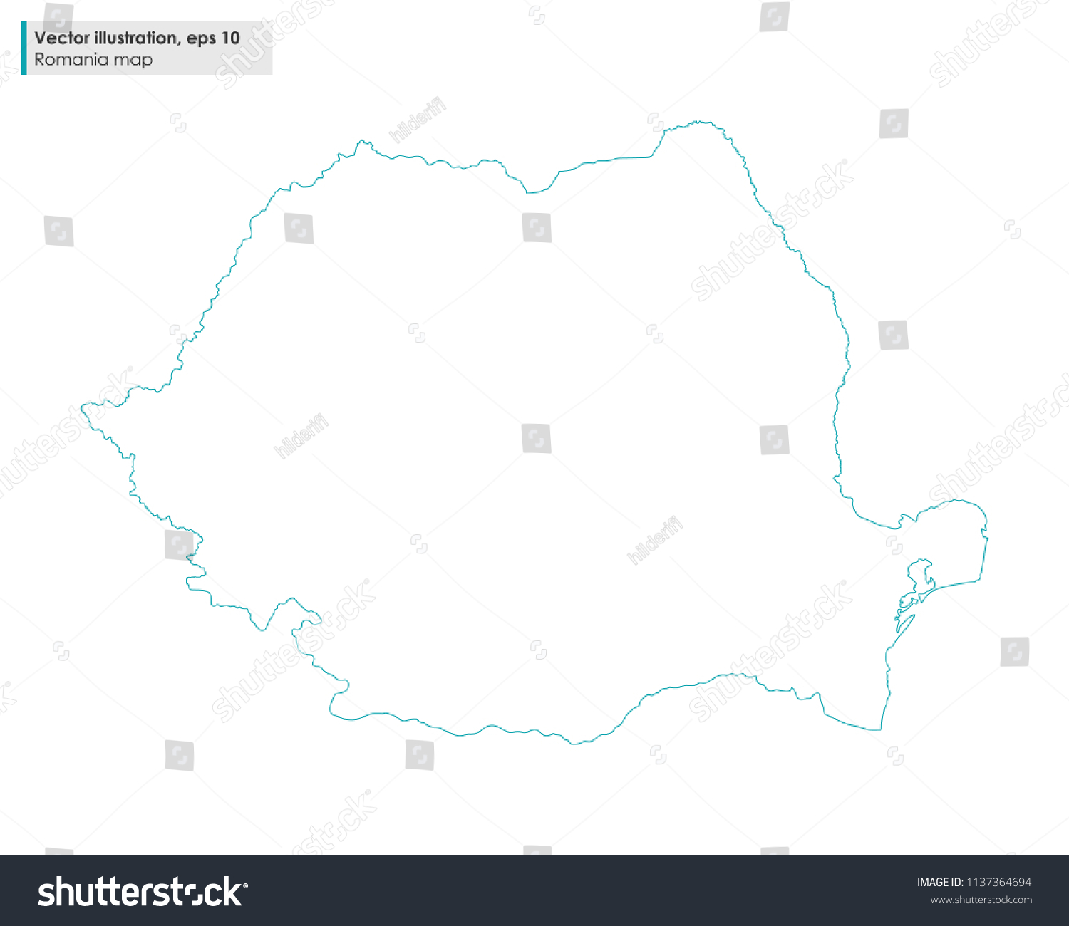 Romania Map Vector Line Illustration On Stock Vector (Royalty Free ...