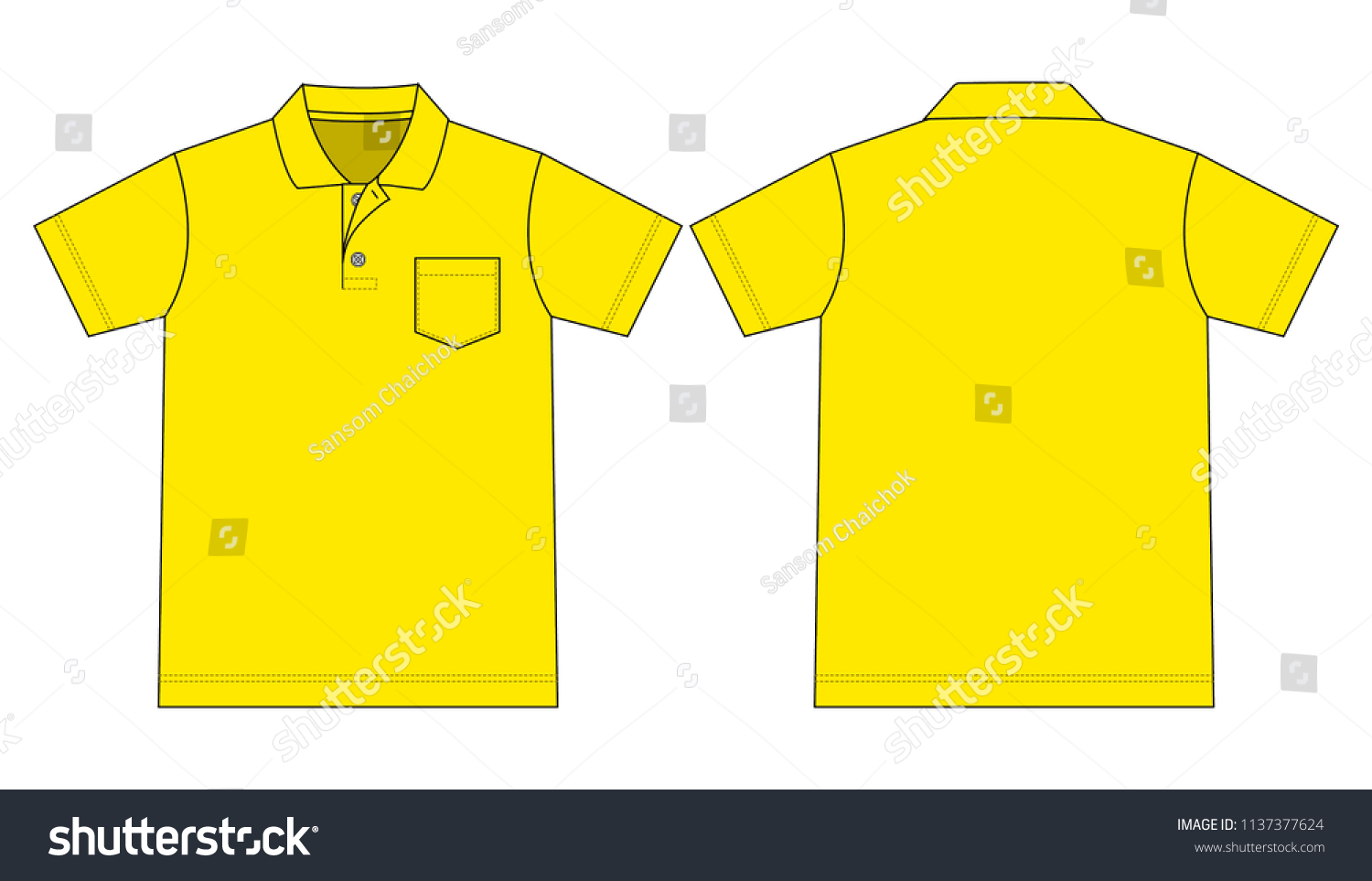 Blank Yellow Short Sleeves Polo Shirt Stock Vector (Royalty Free ...