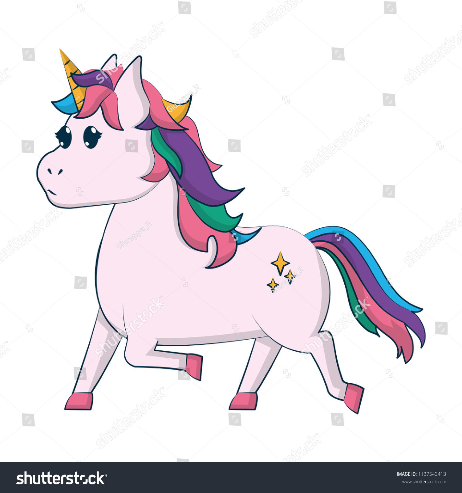 Cute Unicorn Stars Tattoo Design Stock Vector (Royalty Free) 1137543413 ...