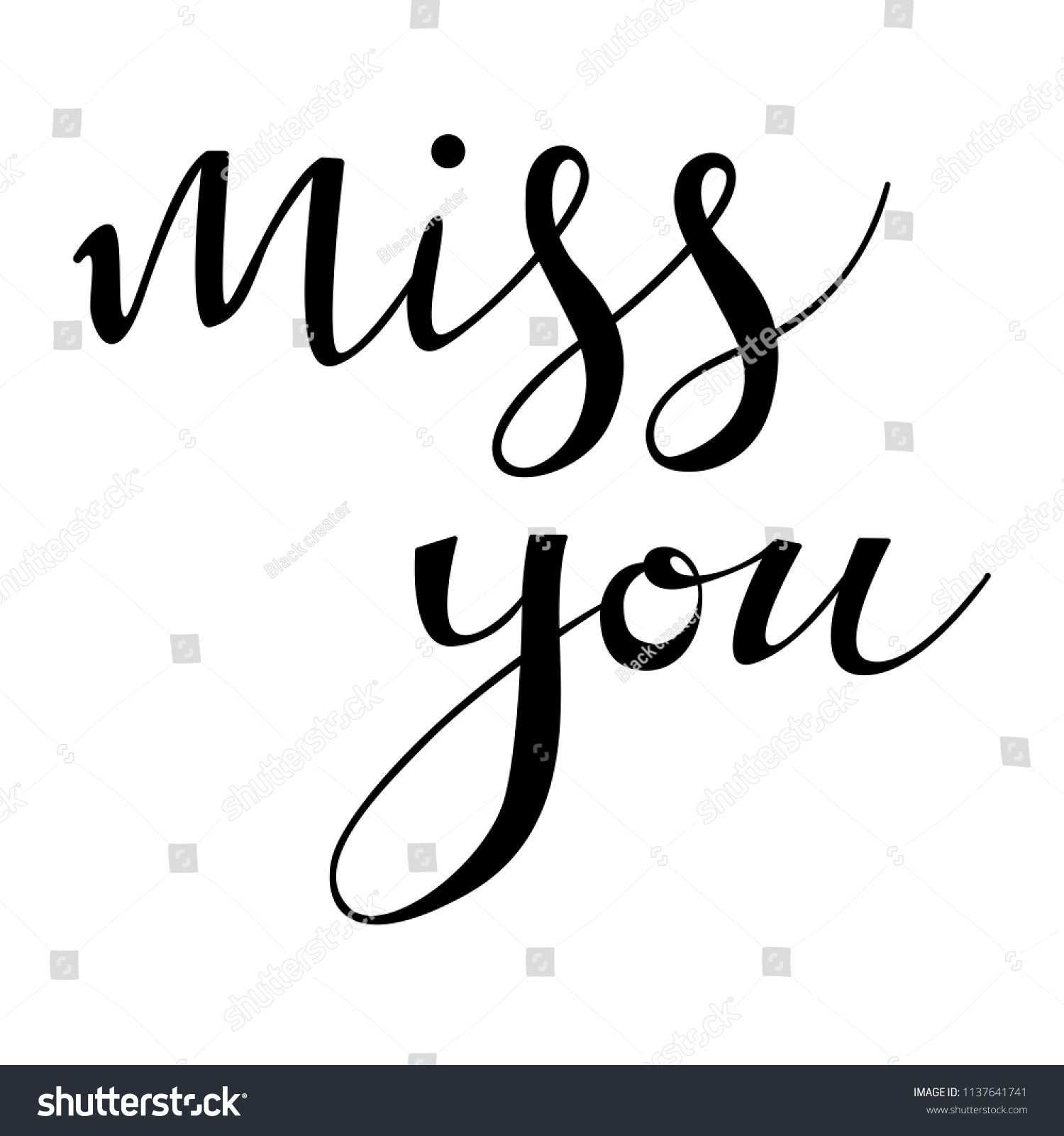 Miss You Text Alphabet Modern Calligraphy Stock Vector (Royalty Free ...