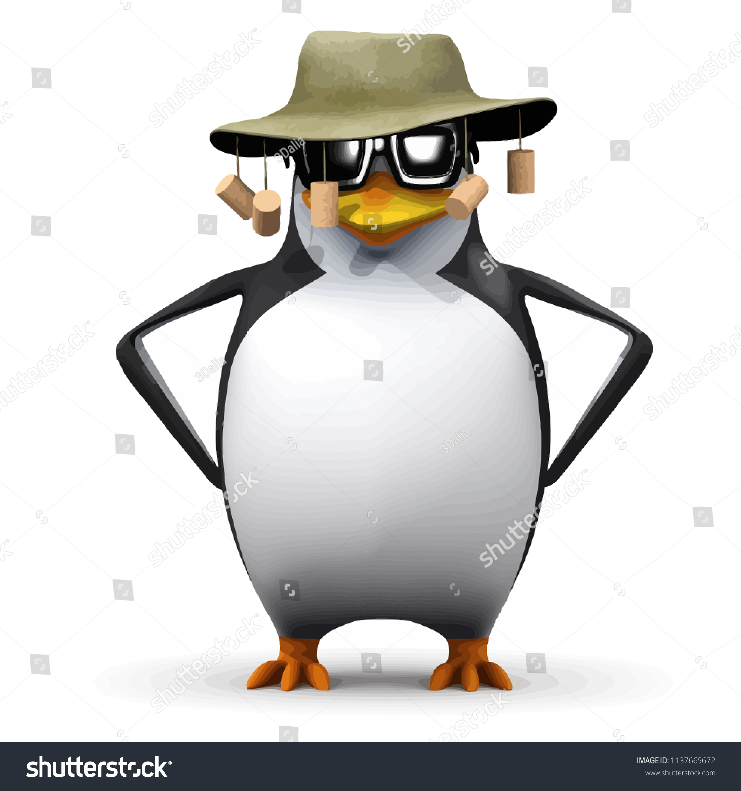 3d Render Funny Cartoon Penguin Character Stock Vector (Royalty Free ...