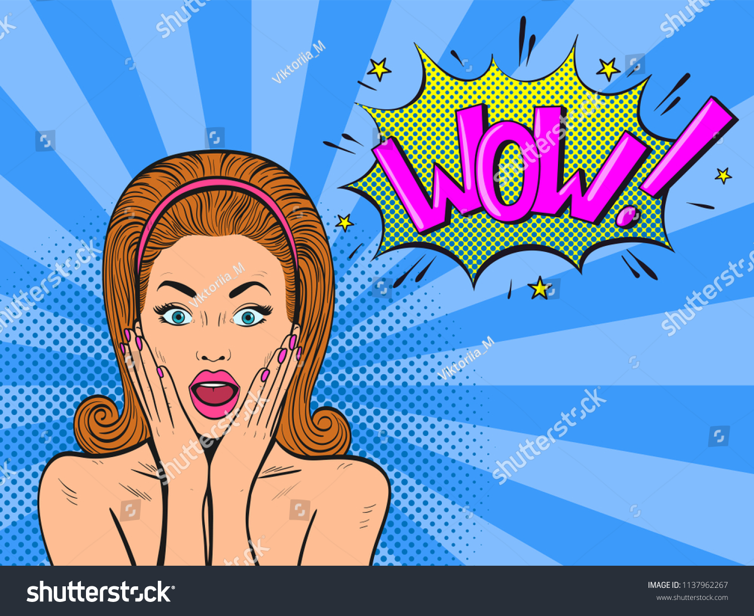 Surprised Woman Open Mouth Wow Female Stock Vector (Royalty Free ...