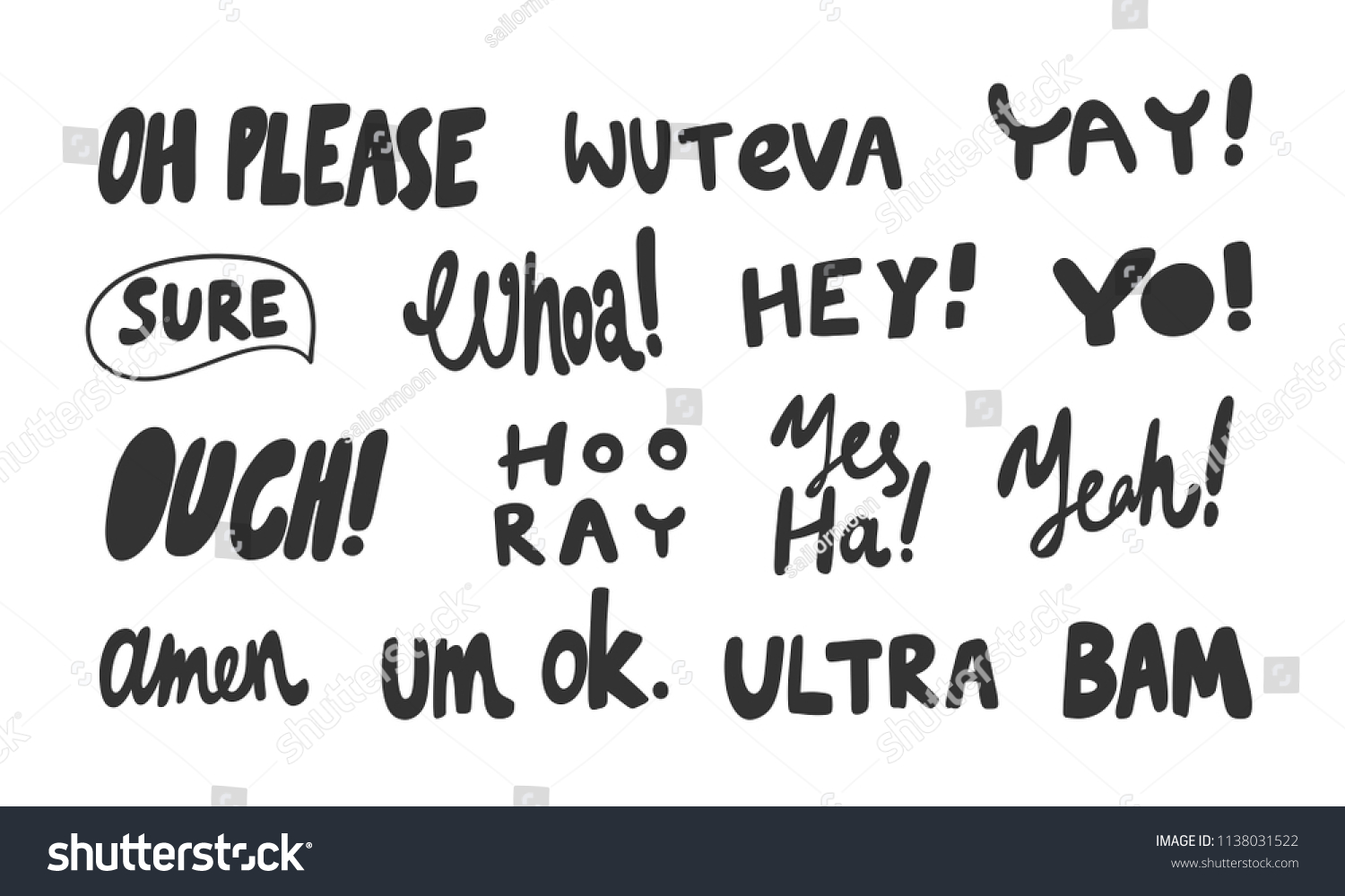 Please Yay Ouch Hey Yo Hooray Stock Vector (Royalty Free) 1138031522 ...