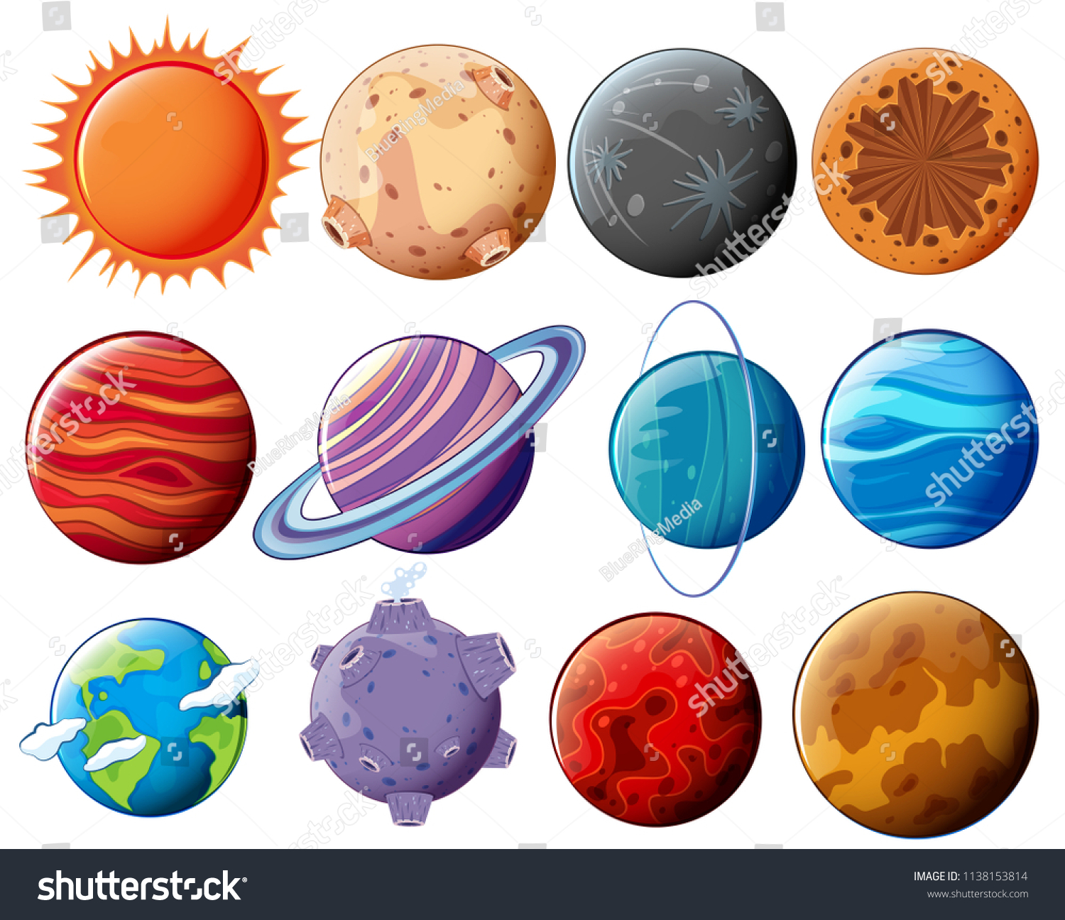 Set Planets Moons Illustration Stock Vector (Royalty Free) 1138153814 ...