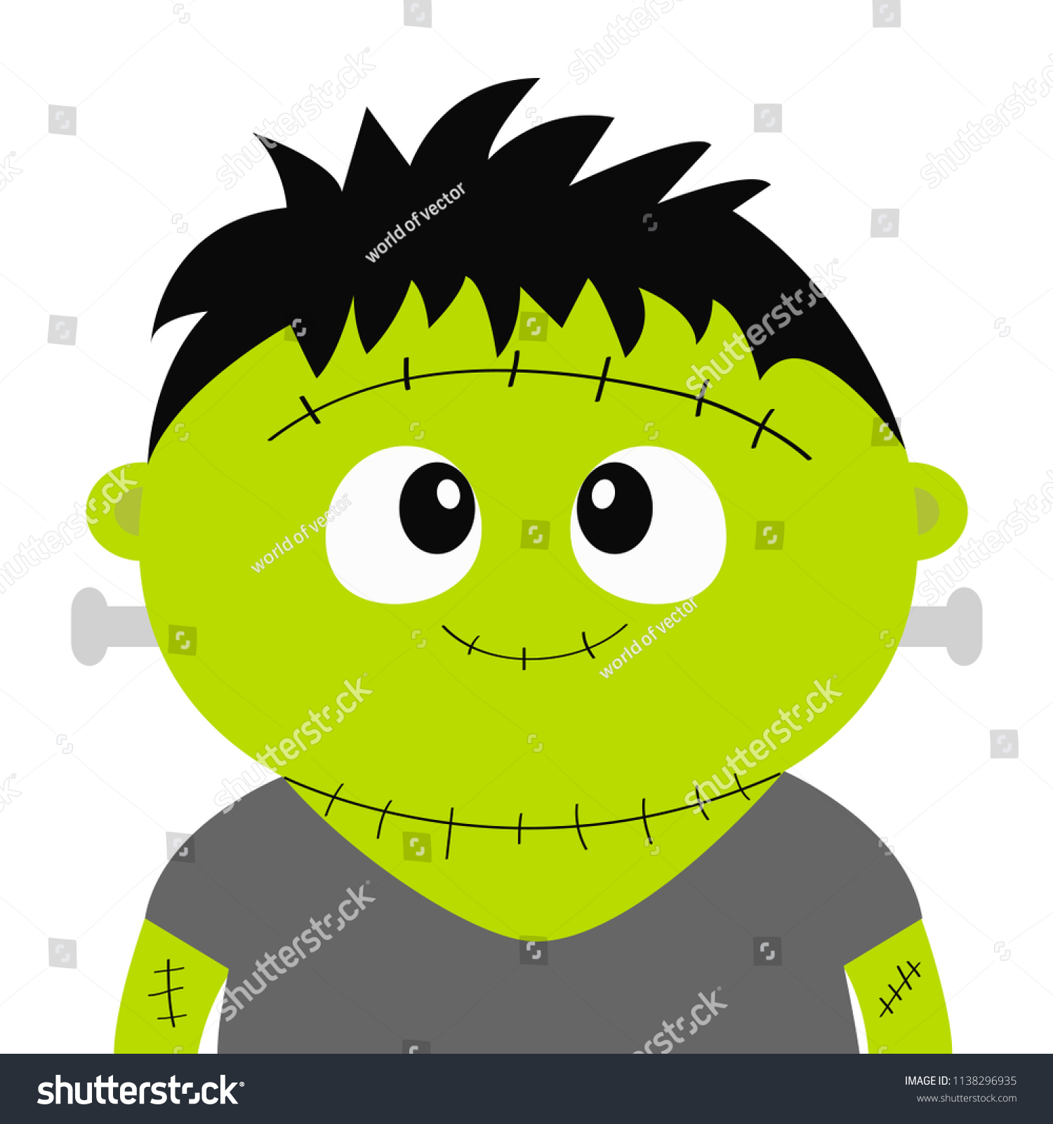 Frankenstein Monster Happy Halloween Cute Cartoon Stock Vector (Royalty ...