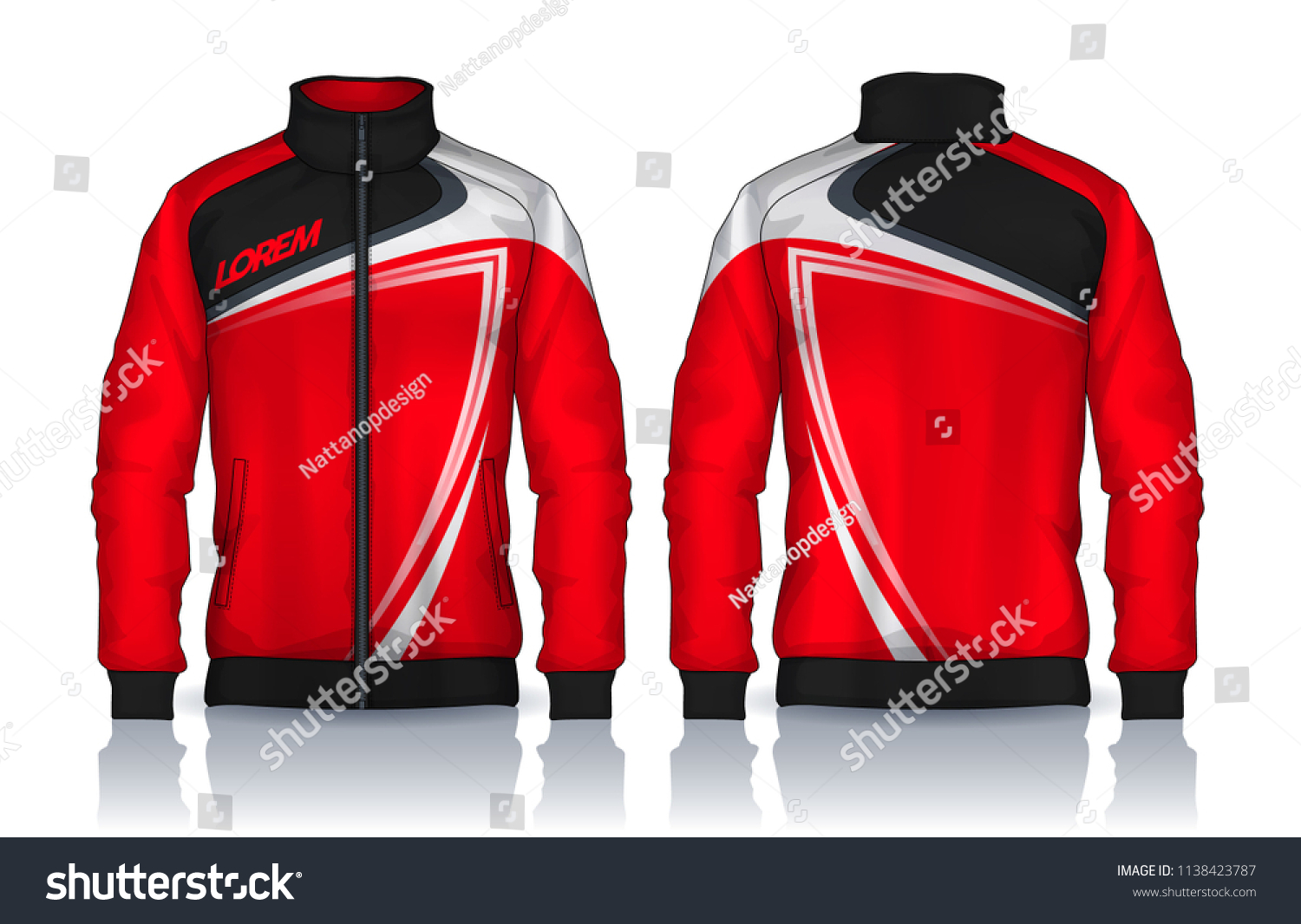 Jacket Designsportswear Track Front Back View Stock Vector (Royalty ...