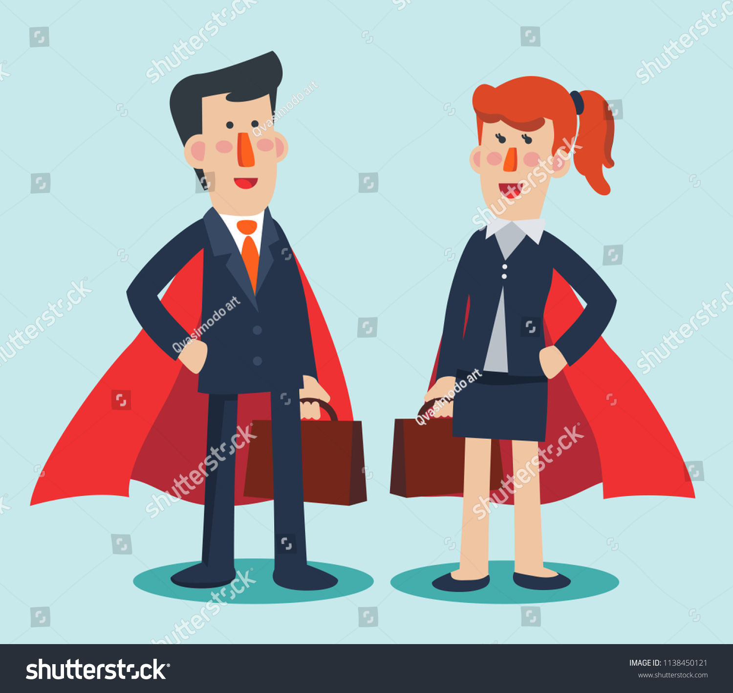 Super Business Man Business Woman Cartoon Stock Vector (Royalty Free ...