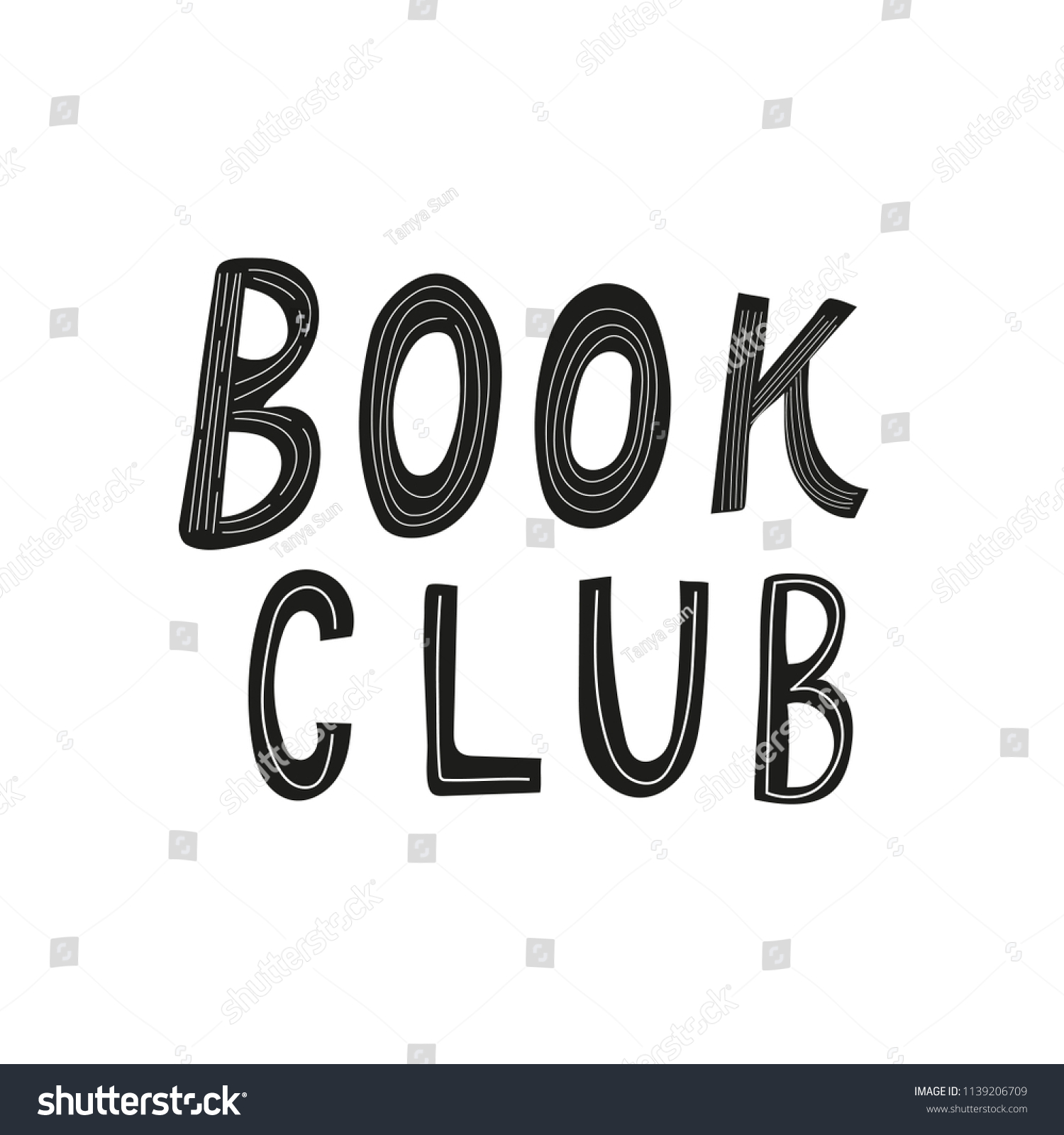 Hand Drawn Lettering Book Club Inscription Stock Vector (Royalty Free ...