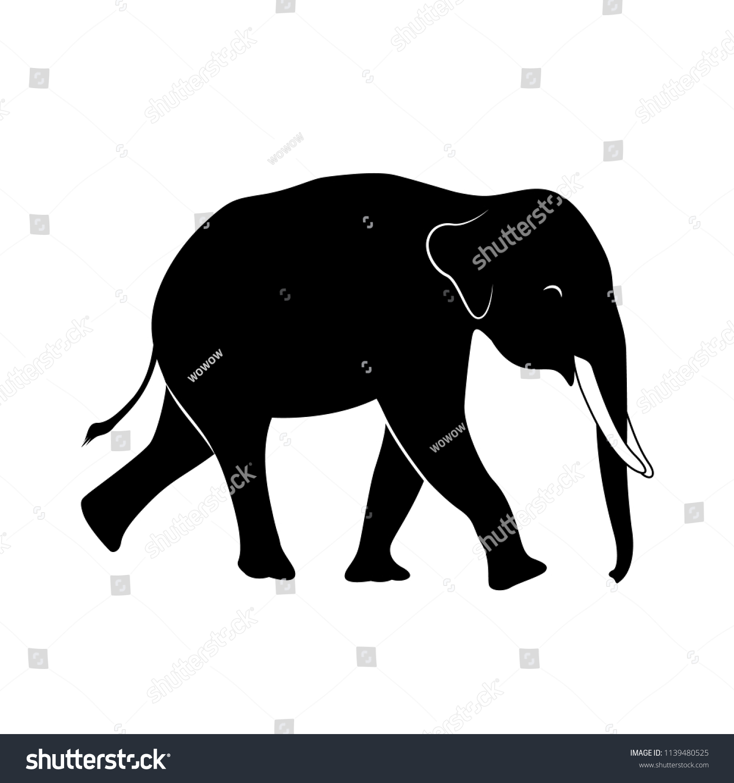 Silhouette Walking Elephant Vector Illustration Isolated Stock Vector ...