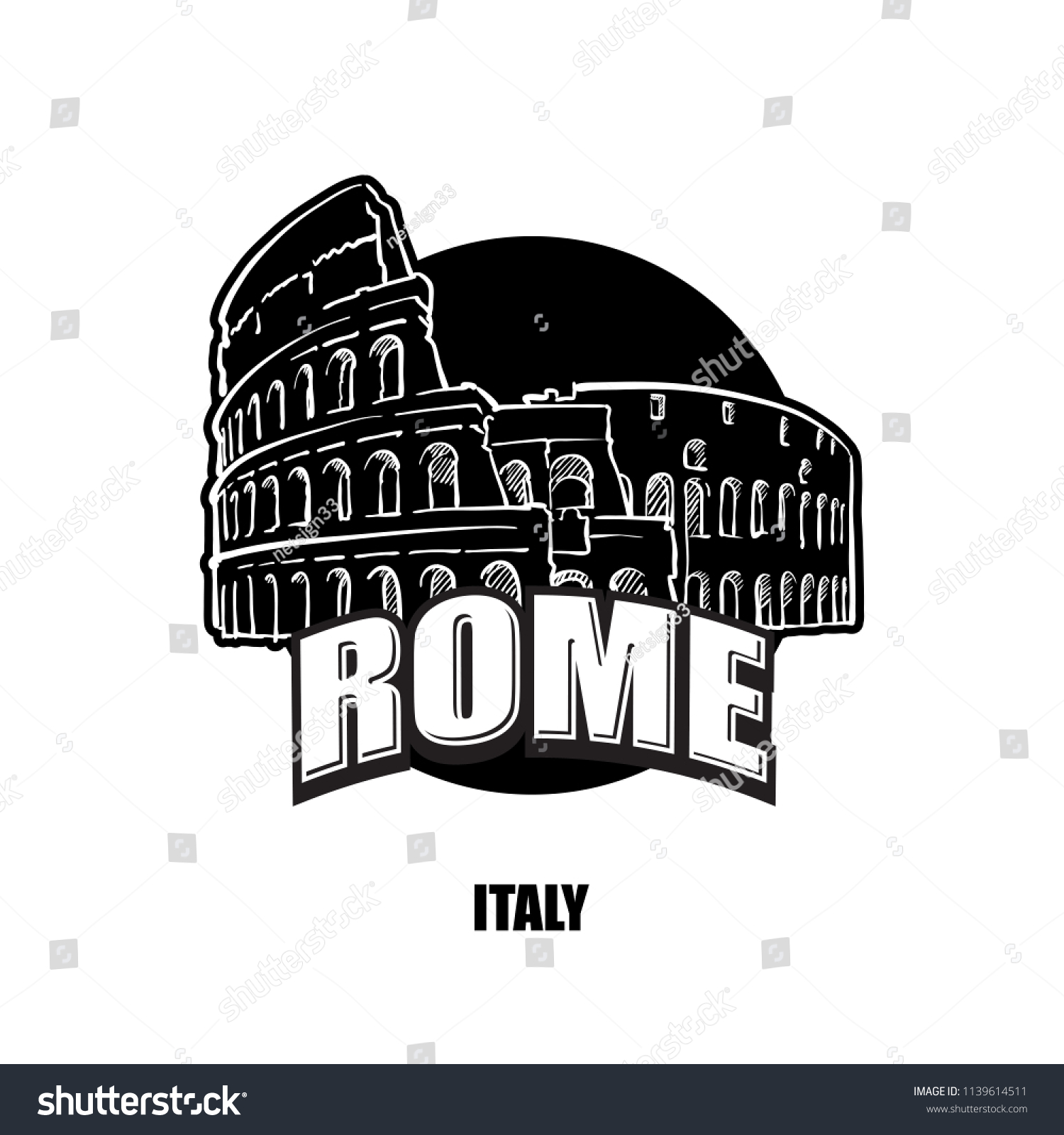 Rome Italy Black White Logo Black Stock Vector (Royalty Free ...