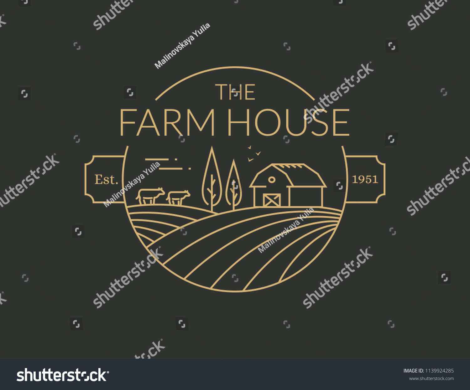 Farm House Outline Logo Isolated On Stock Vector (Royalty Free ...