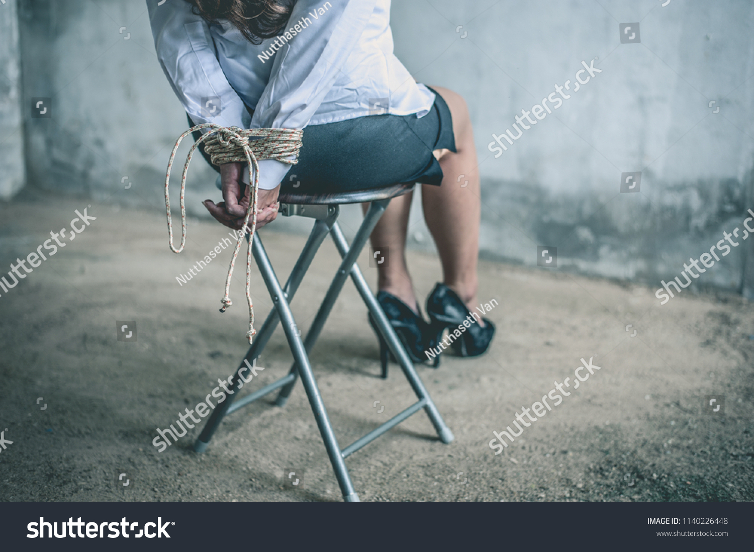 Woman Hands Bound Women Were Handcuffed Stock Photo 1140226448 ...