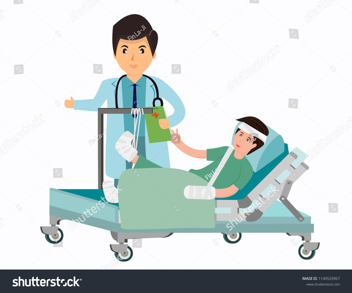 Medical Checkup Treatment Man Broken Leg Stock Vector (Royalty Free ...