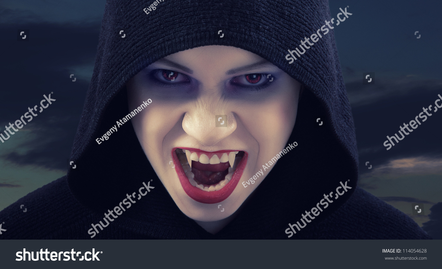 Angry Woman Vampire Against Dark Sky Stock Photo 114054628 | Shutterstock