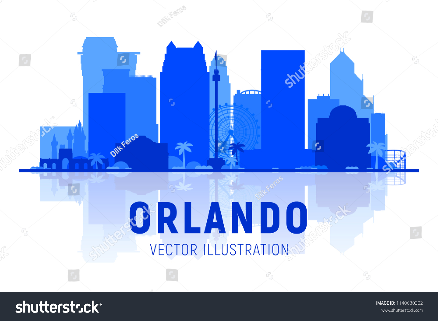 Orlando Florida Skyline Panorama On White Stock Vector (Royalty Free ...