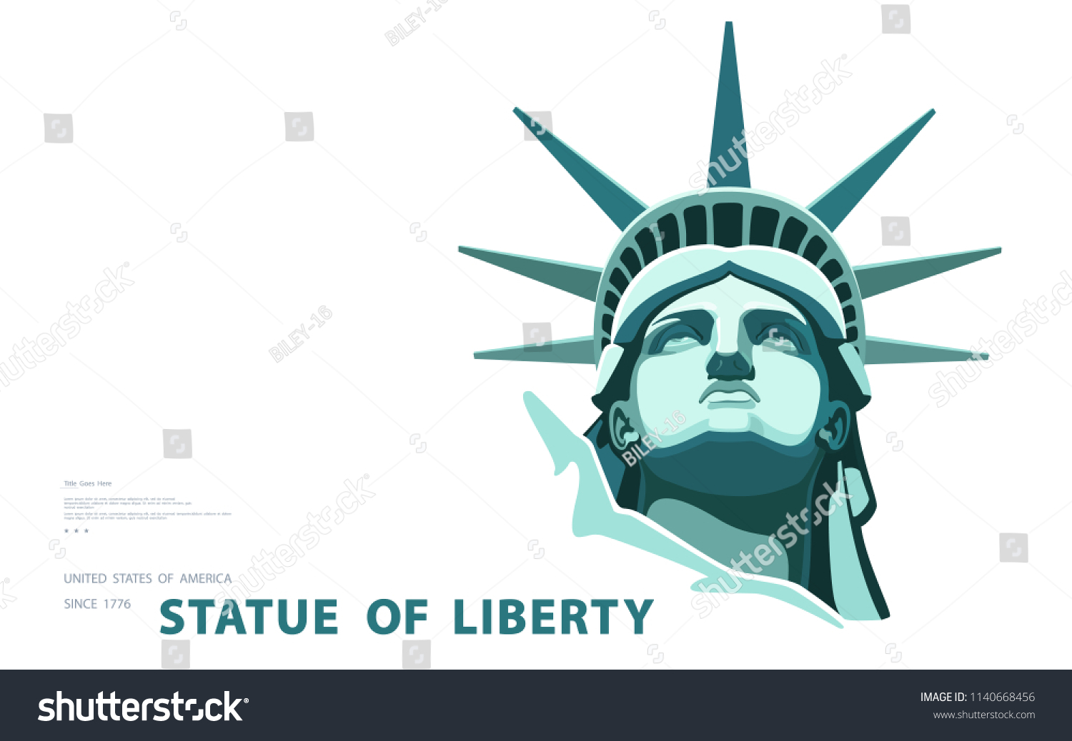 Portrait Statue Liberty Usa Poster Green Stock Vector (Royalty Free ...