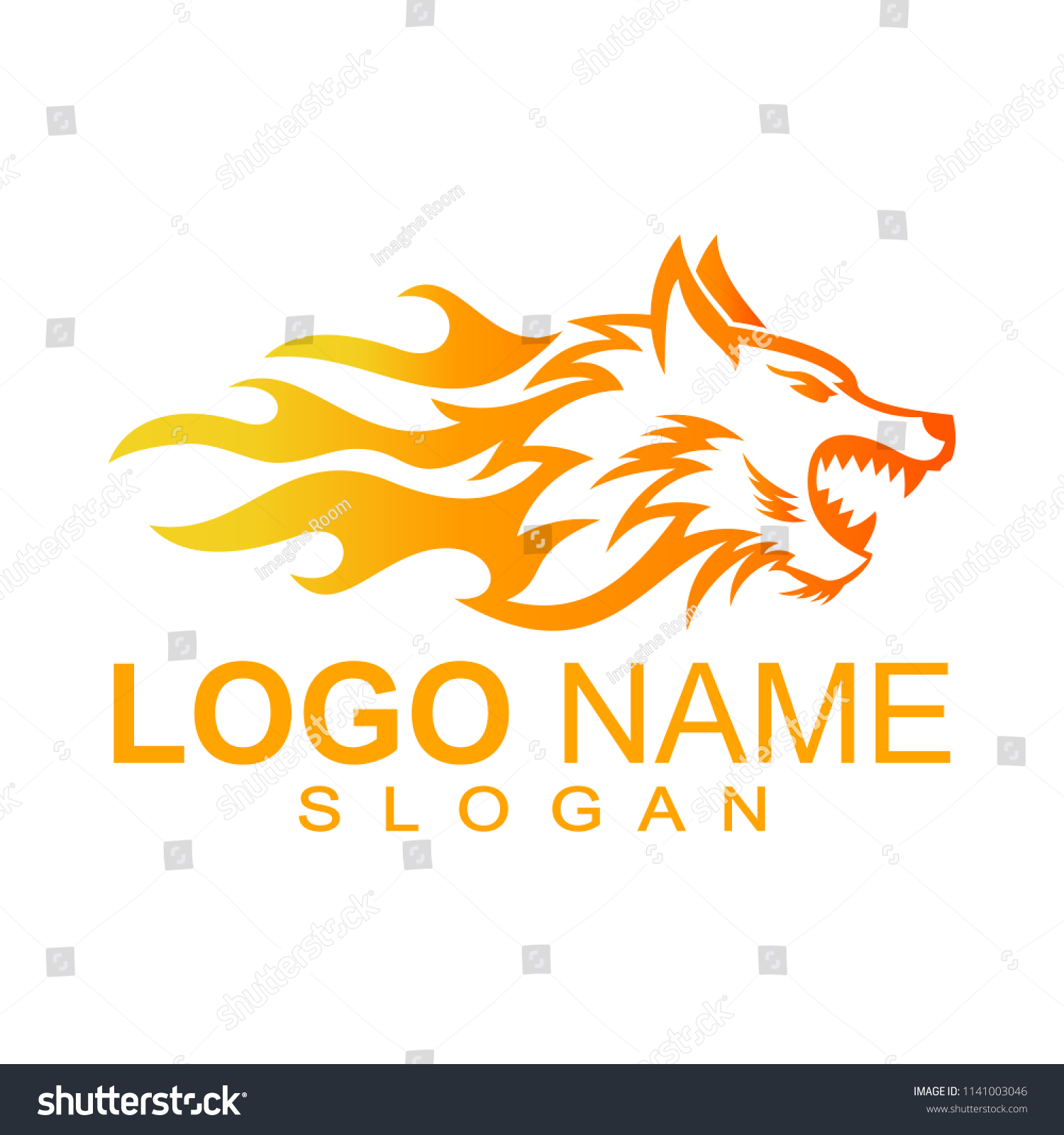 Wolf Flame Logo Logo Wolfs Head Stock Vector Royalty Free 1141003046