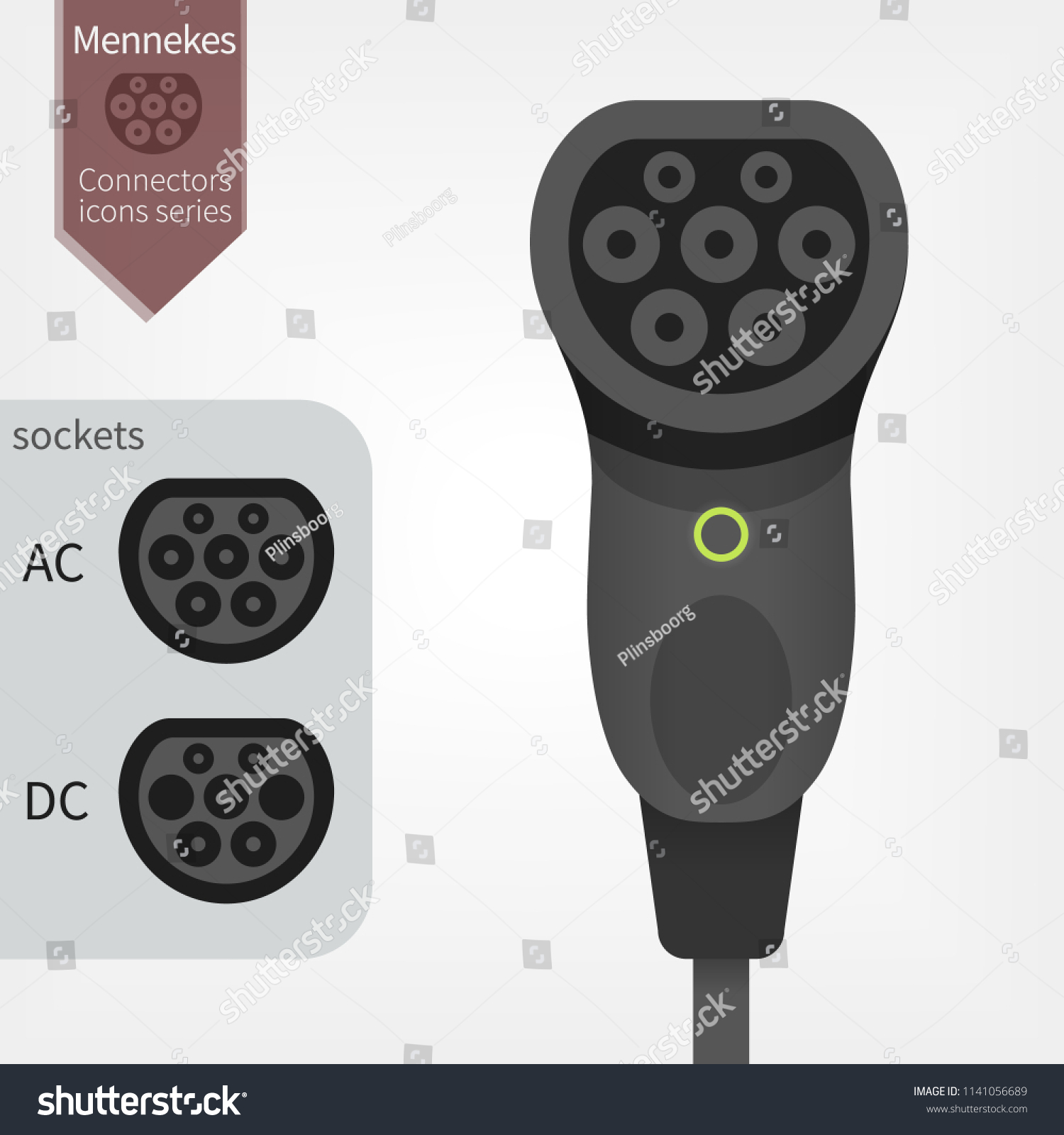 Electric Car Charging Plug Type 2 Stock Vector (Royalty Free ...