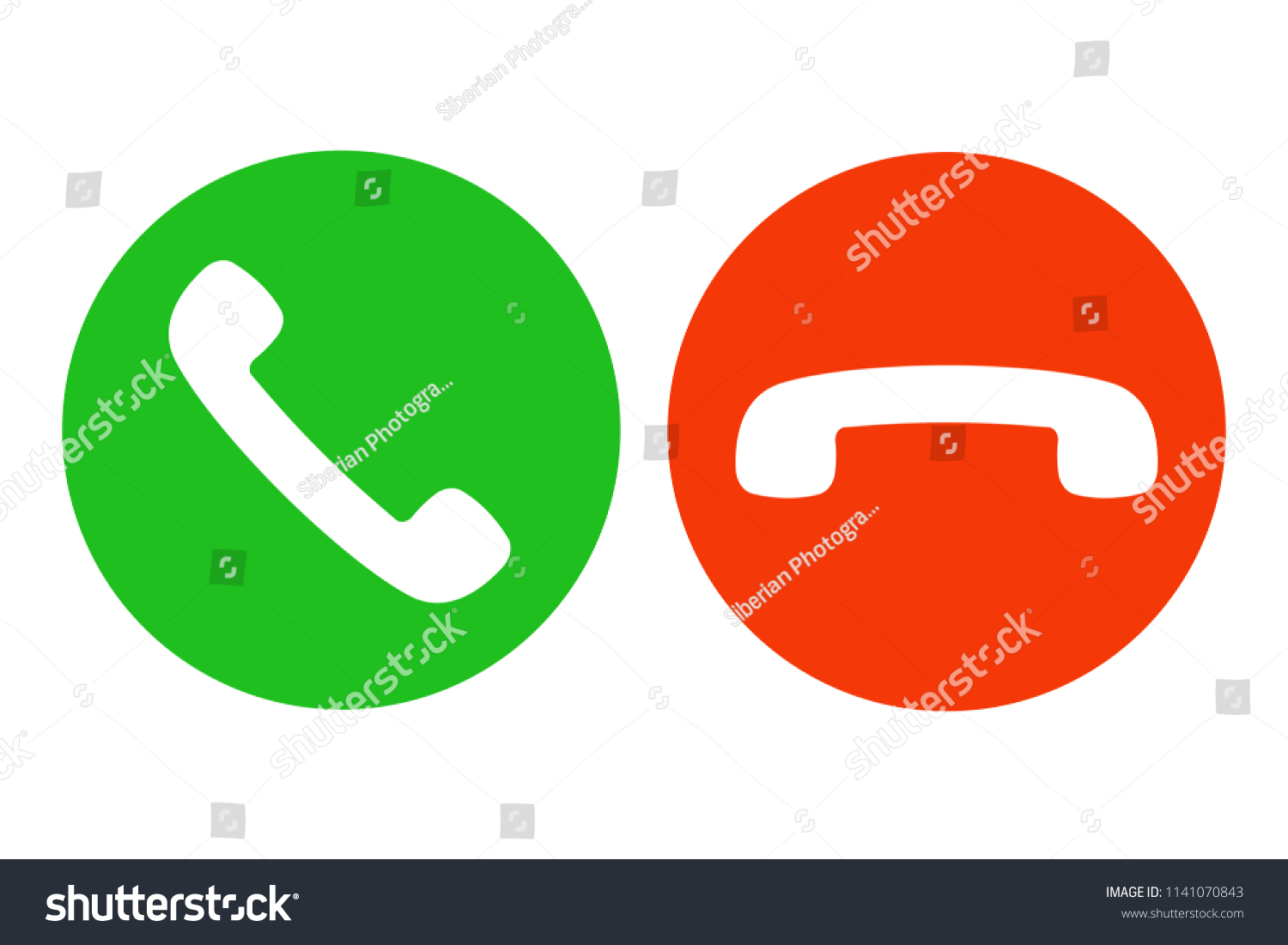 Answer Decline Phone Call Buttons Green Stock Vector (Royalty Free ...