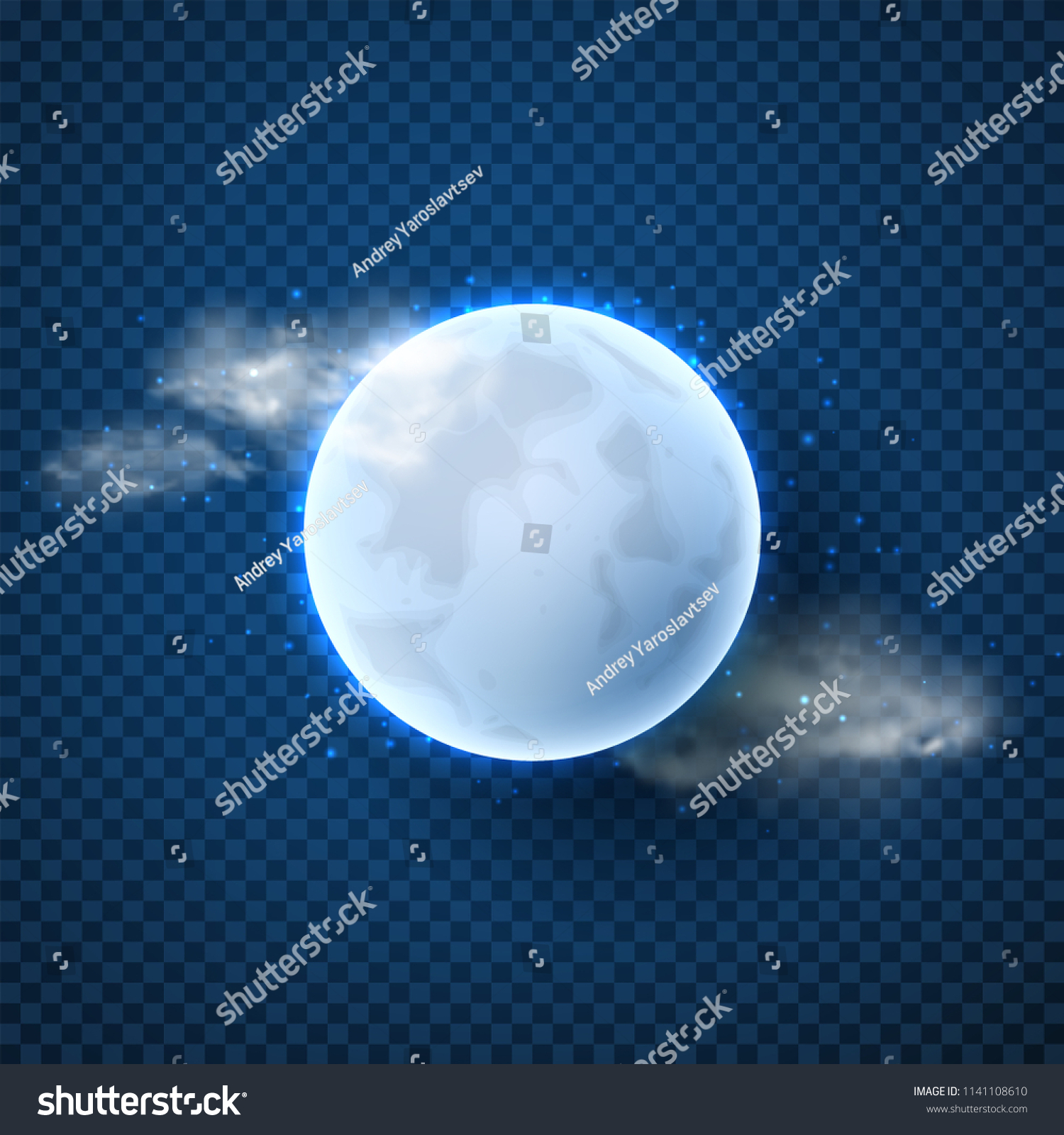 Realistic Full Moon Isolated On Transparent Stock Vector (Royalty Free ...