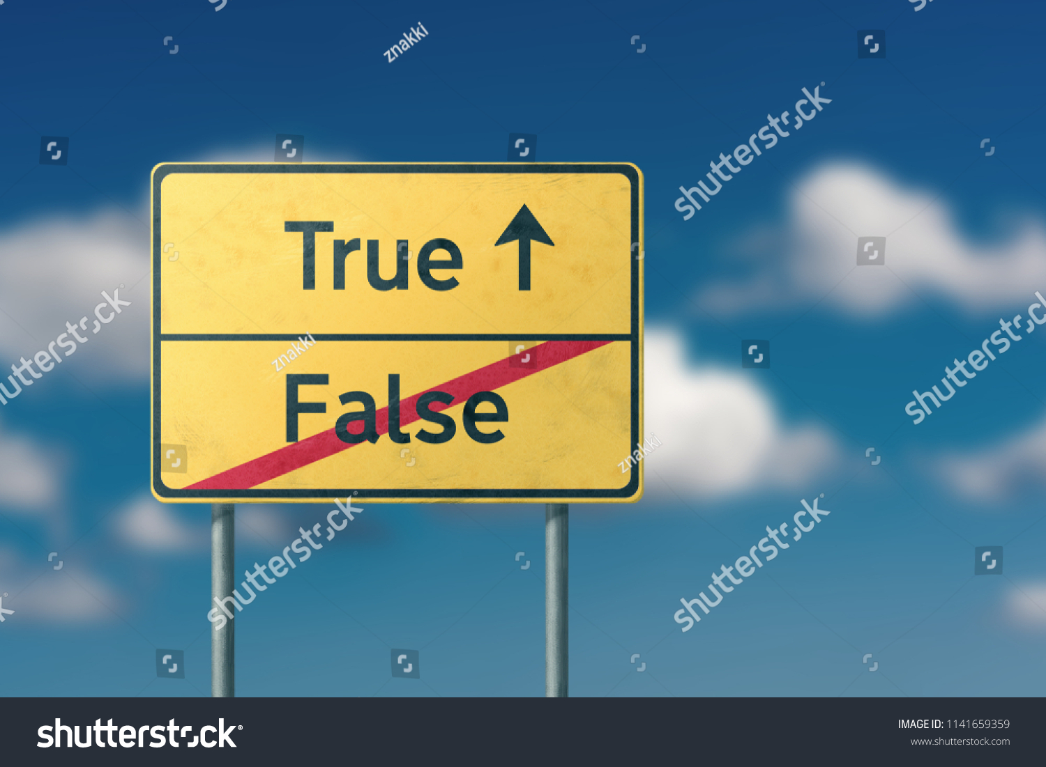 True False Yellow Road Sign Stock Photo 1141659359 | Shutterstock