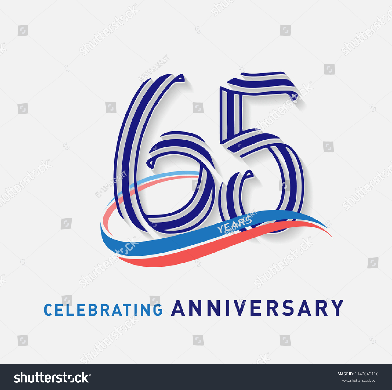 65 Years Anniversary Ribbon Shape Numbers Stock Vector (royalty Free 