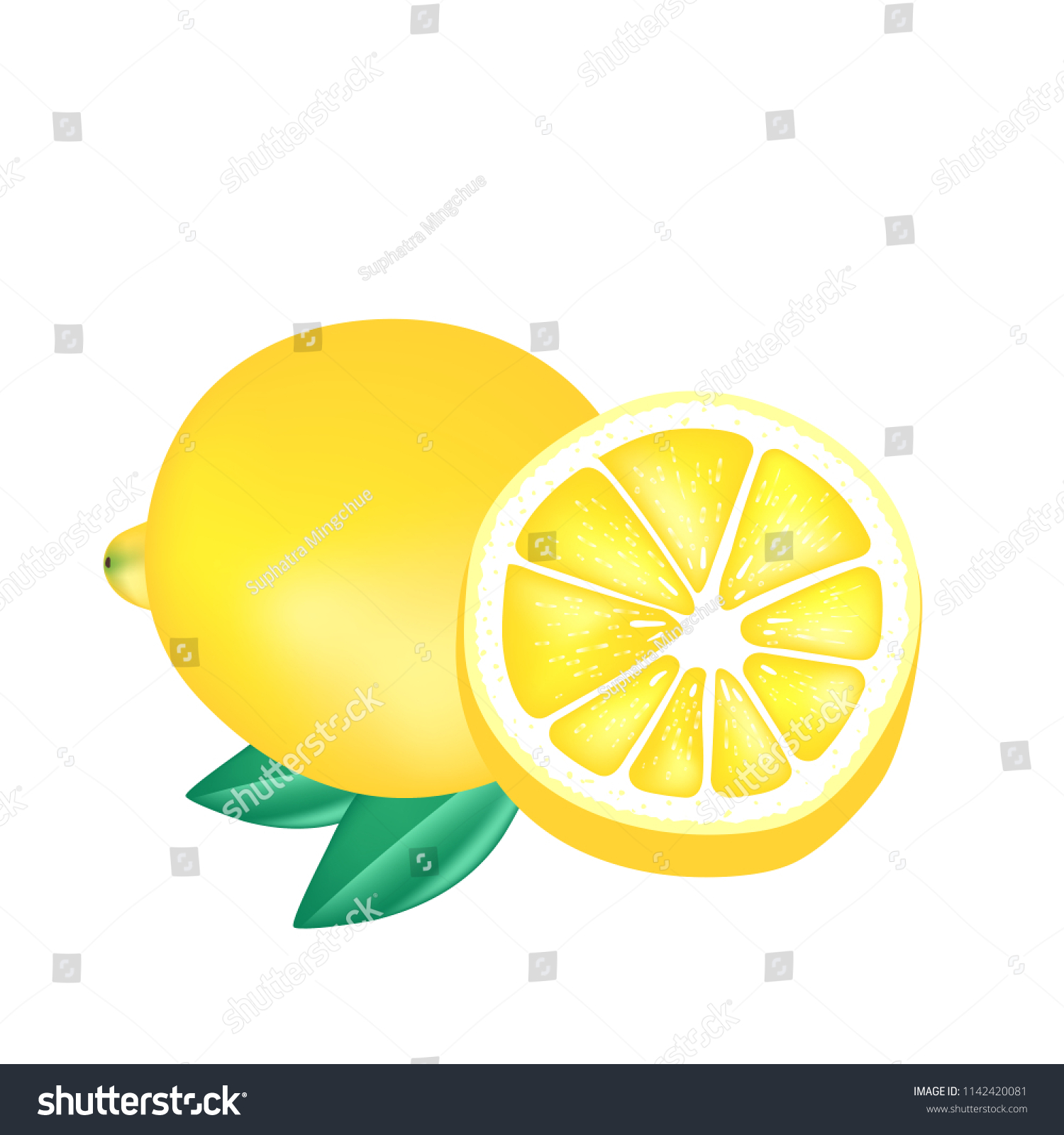 Fruit Icon Lemon White Background Vector Stock Vector (Royalty Free ...