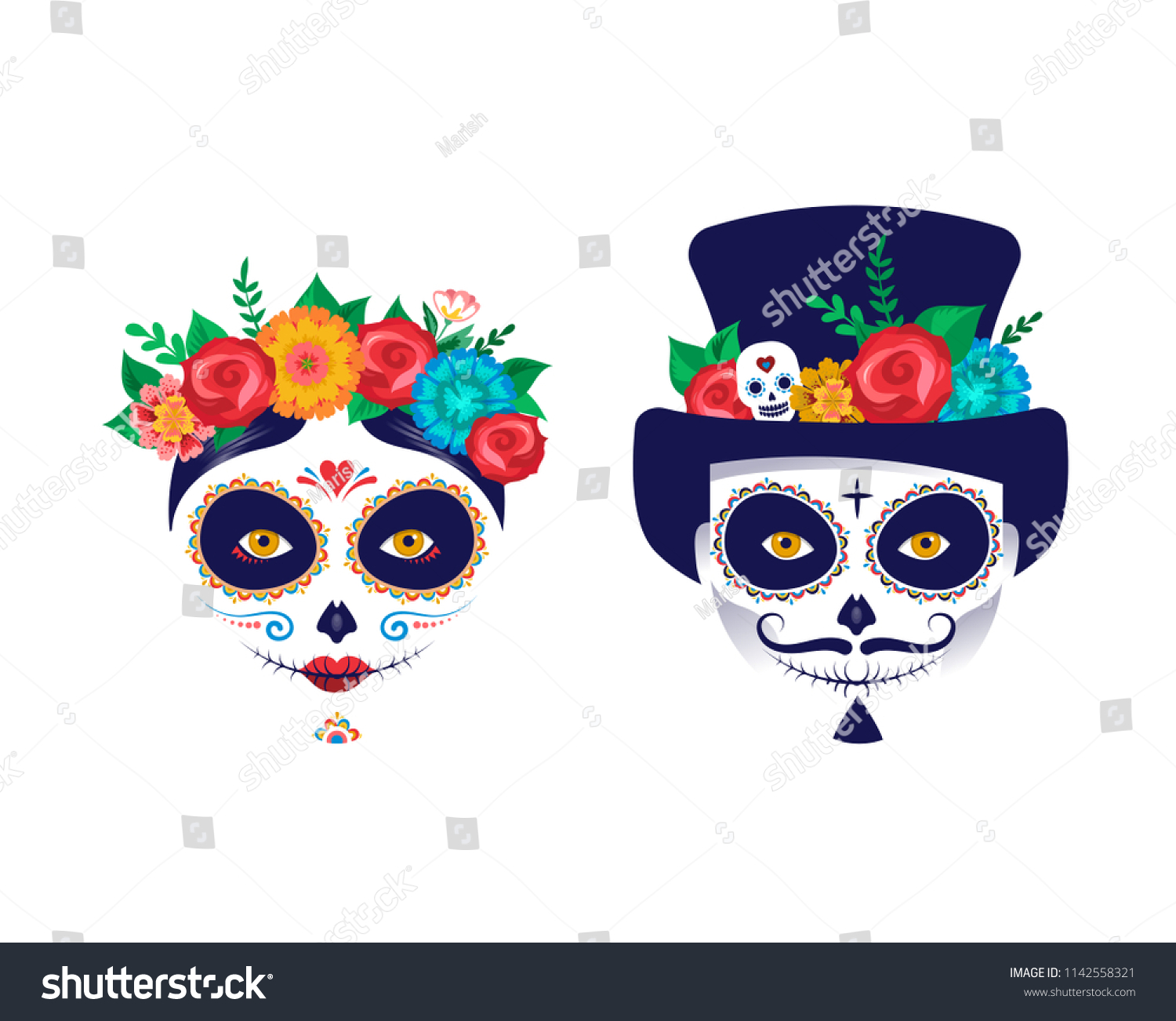 Dia De Los Muertos Day Dead Stock Vector (Royalty Free) 1142558321 ...