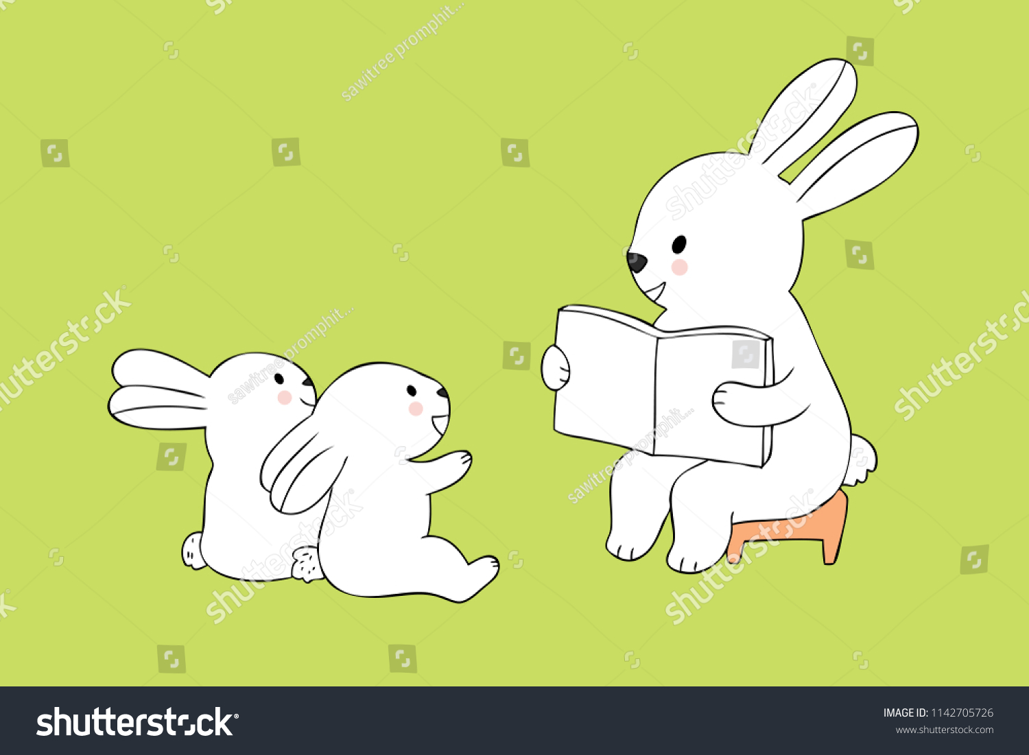 Cartoon Cute Teacher Rabbit Students Rabbits Stock Vector (Royalty Free ...