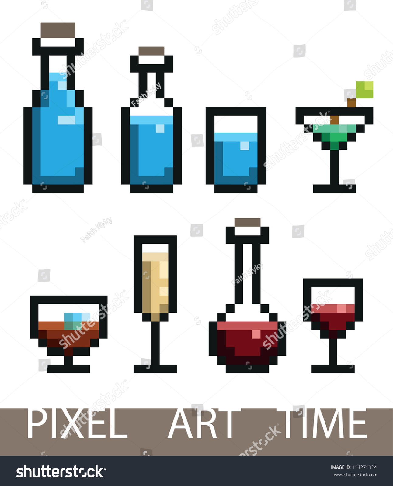 Пиксельная бутылка вина