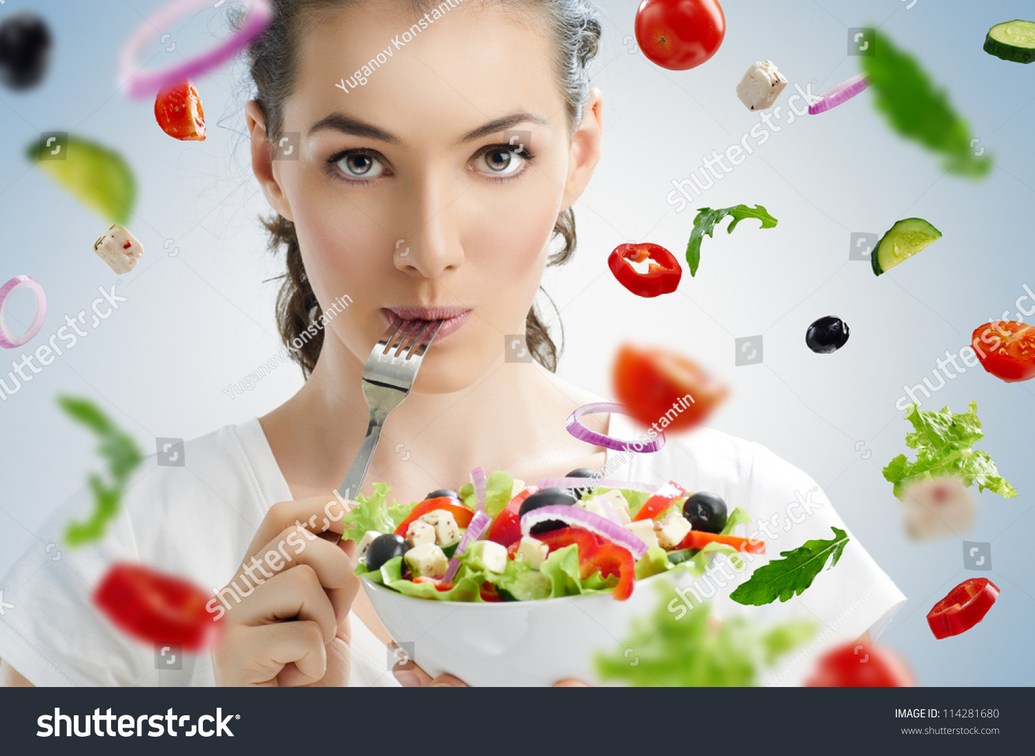 Beautiful Girl Eating Healthy Food Stock Photo 114281680 | Shutterstock