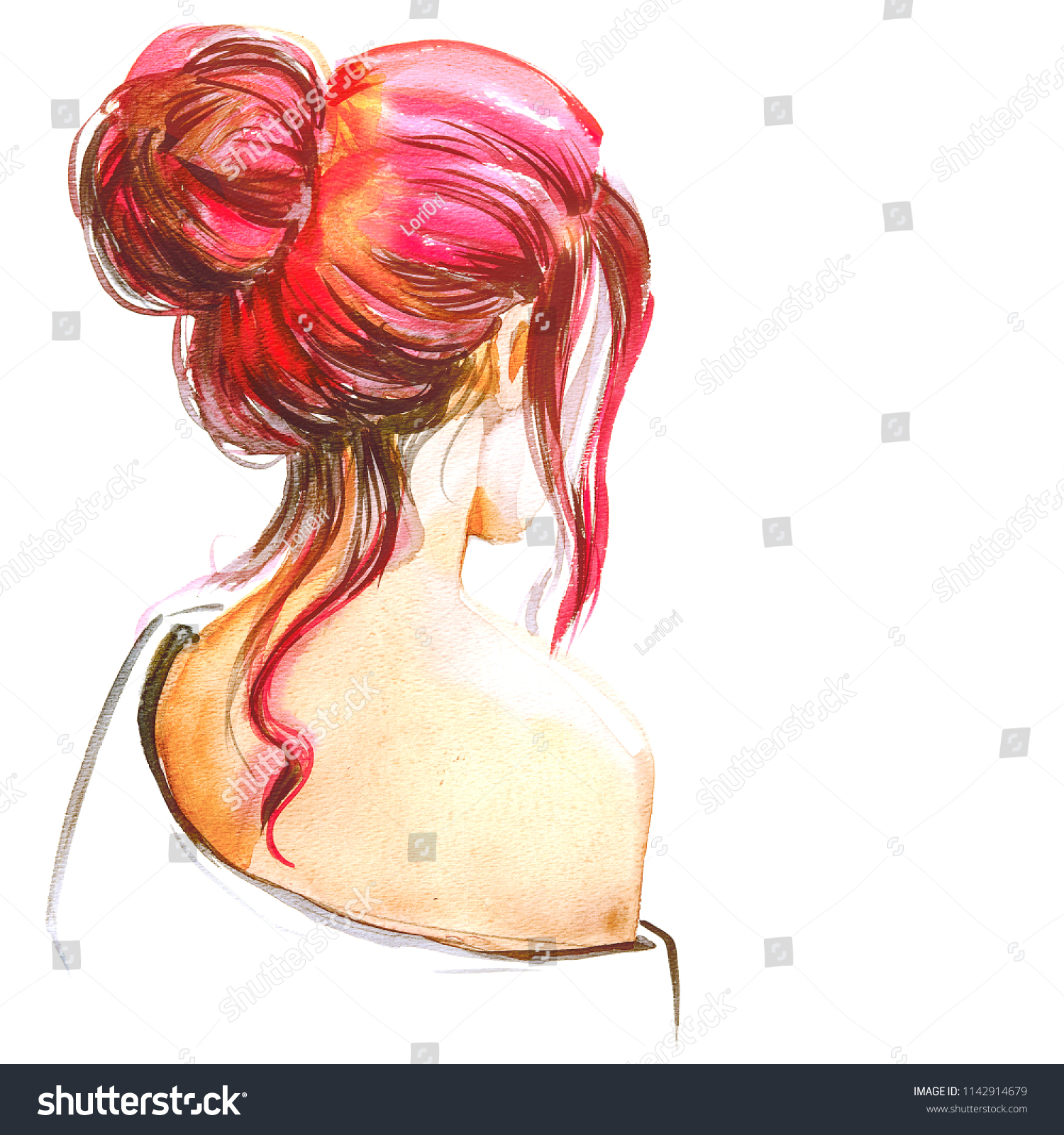 Силуэт девушки с рыжими волосами