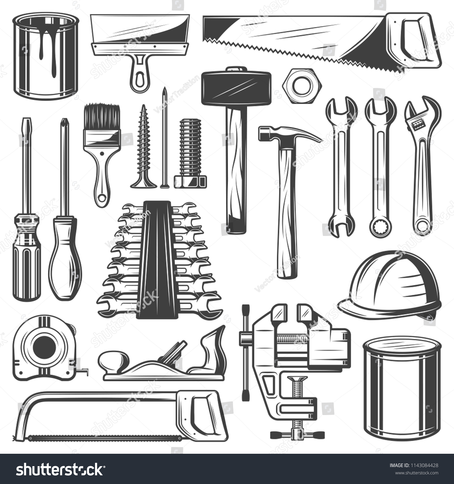 Construction House Repair Tool Retro Icons Stock Vector (royalty Free 