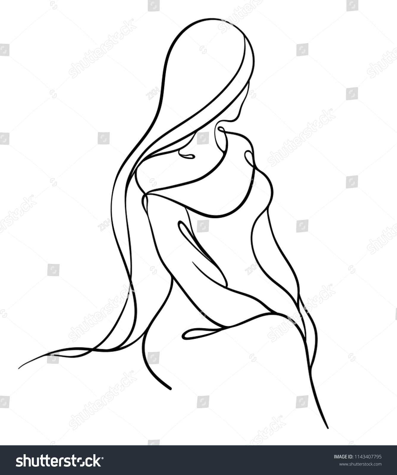 Girl Silhouette Continuous Line Drawing Body Stock Vector (Royalty Free ...