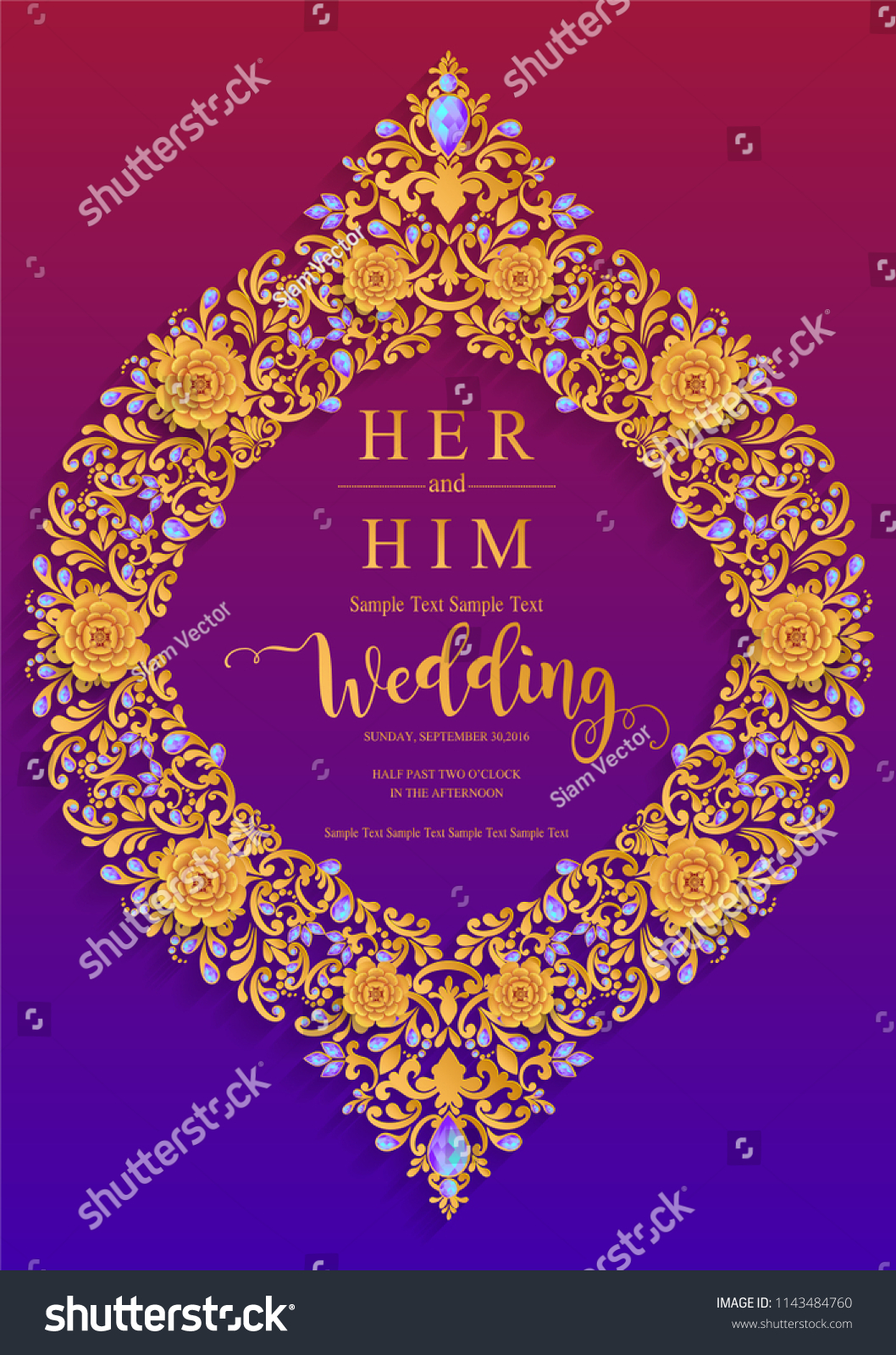 Indian Wedding Invitation Card Templates Gold Stock Vector (Royalty ...