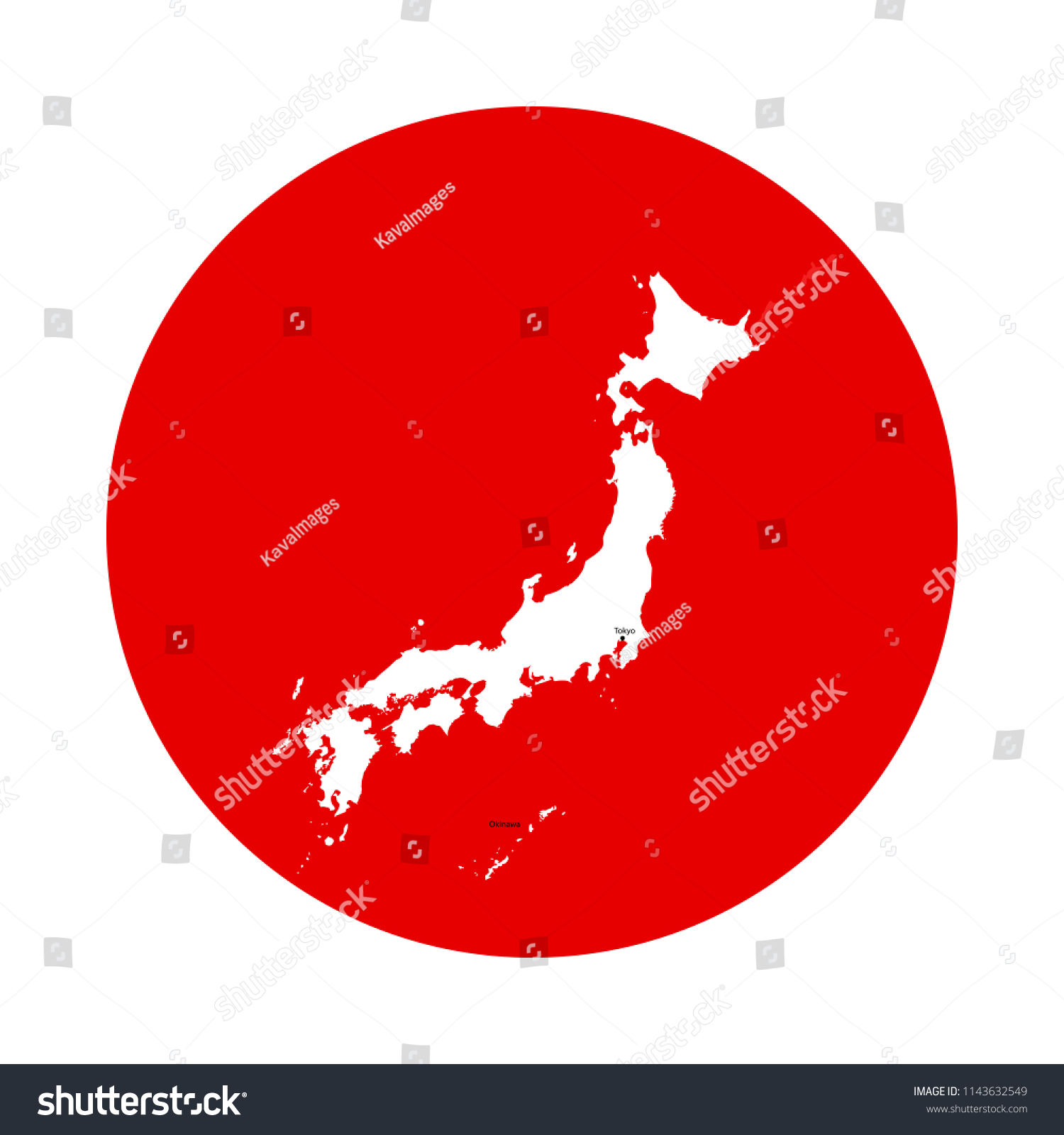 Outline Map Japan Red Circle Flag Stock Vector (Royalty Free ...