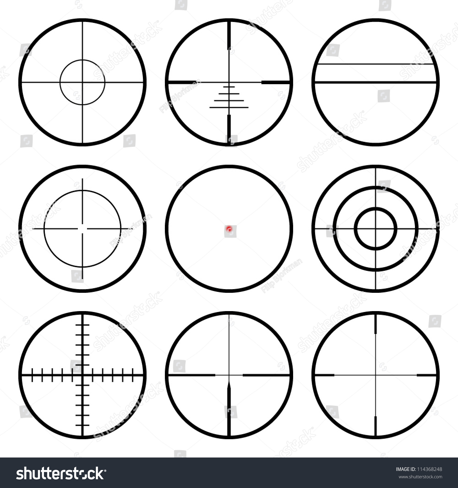 Vector Crosshairs Set Each Crosshair Seperated Stock Vector (royalty 