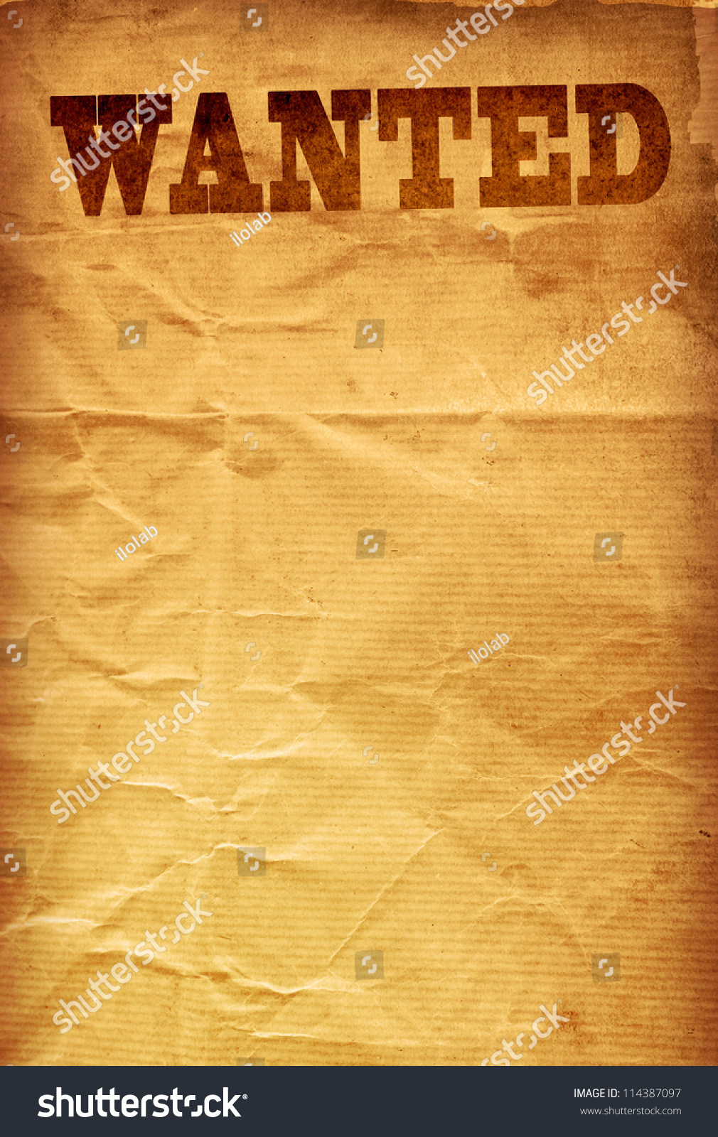 Wanted Old Wanted Paper Textures Space Stock Illustration 114387097 ...