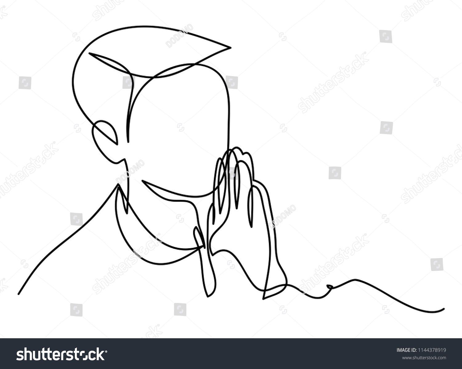 Continuous Line Drawing Christian Prayer Vector Stock Vector (Royalty ...