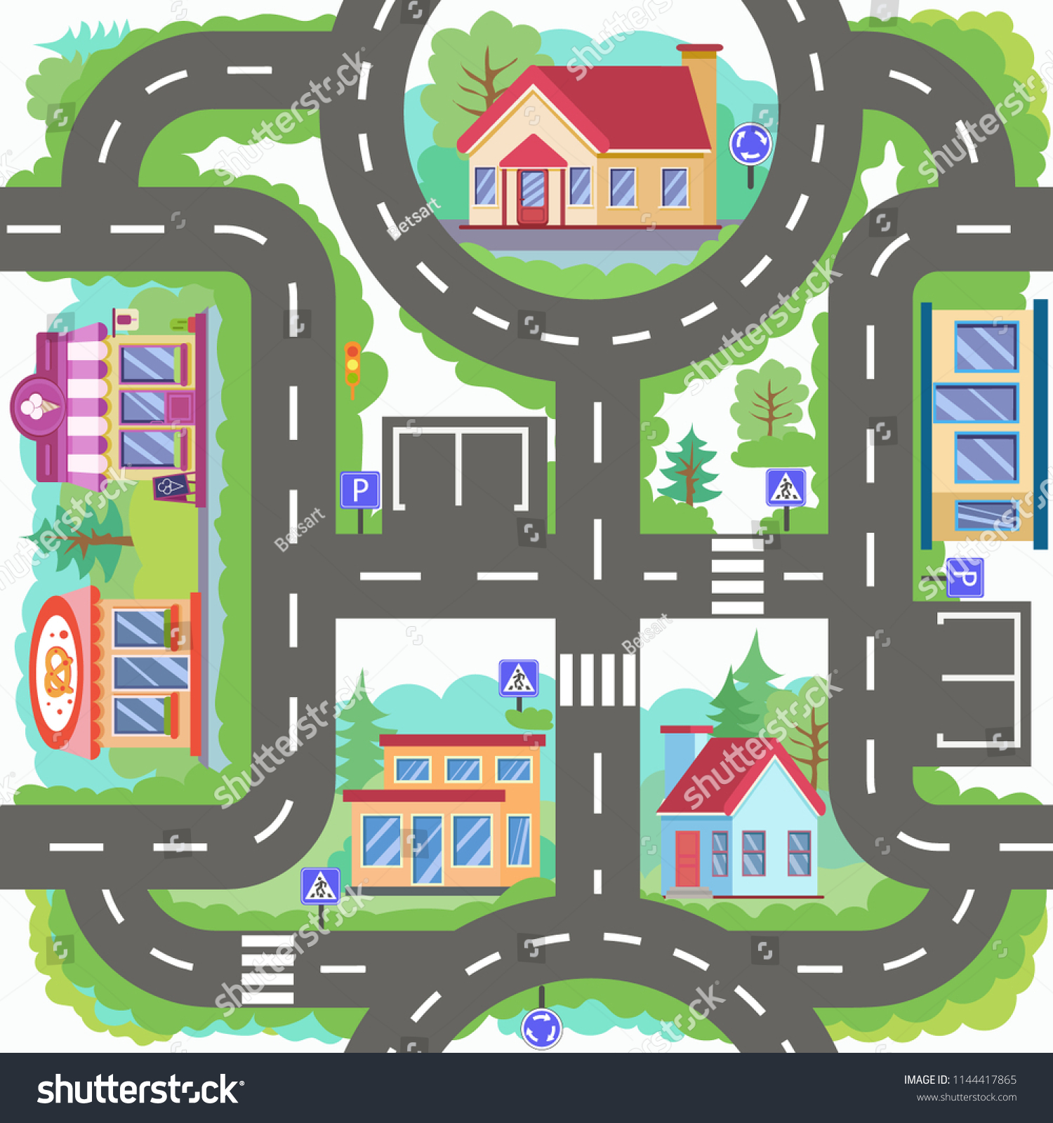 Board Game City Road Seamless Children Stock Vector (Royalty Free ...