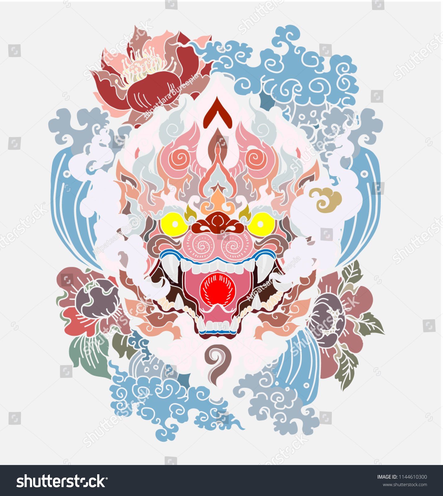 Thai Art Traditional Tattoo Designhanuman Monkey Stock Vector (Royalty ...