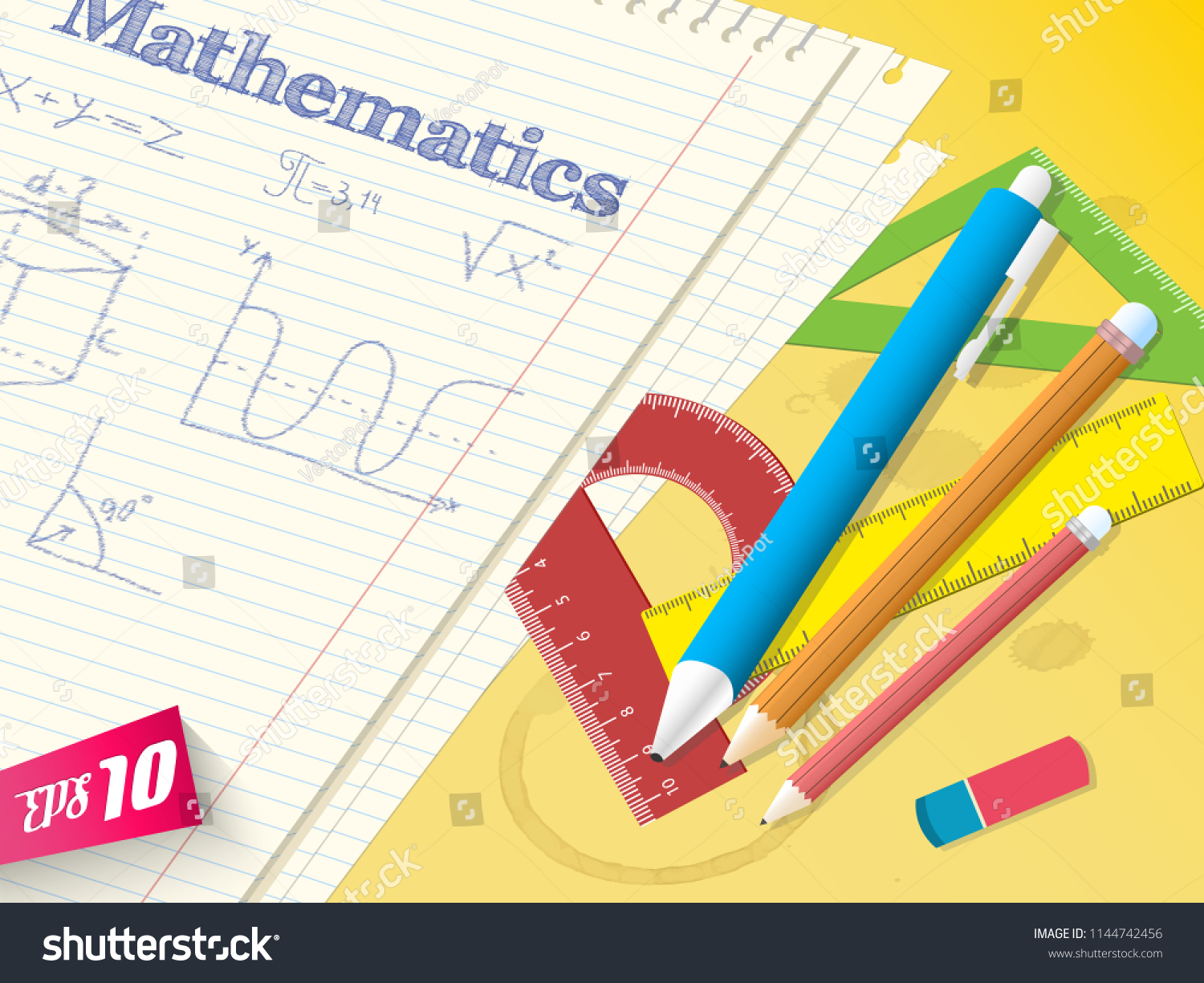 School Math Template Sketch Formulas Charts Stock Vector (Royalty Free ...